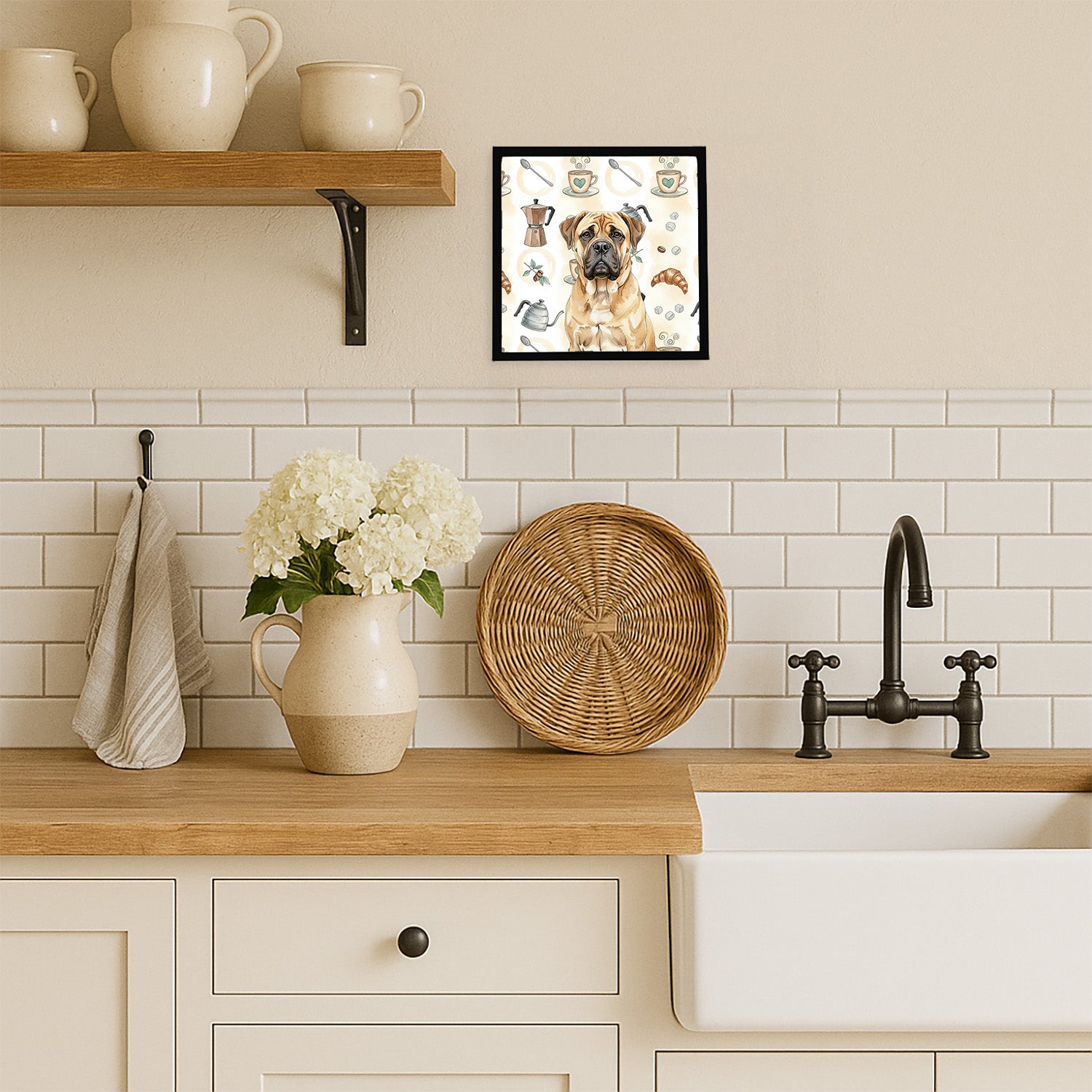 Caroline's Treasures Bullmastiff Coffee Bar Framed Metal Print