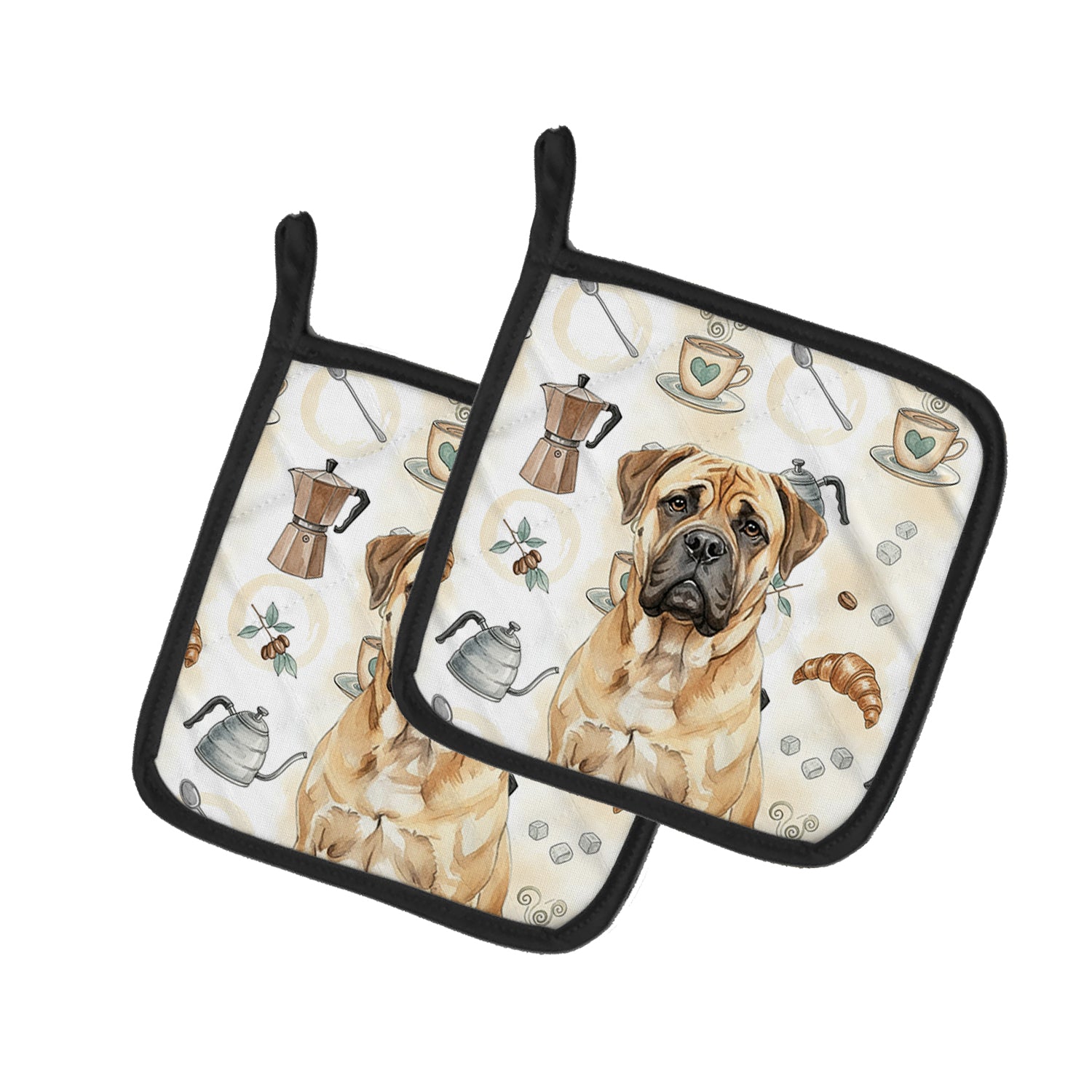 Caroline's Treasures Bullmastiff Coffee Bar Pair of Pot Holders