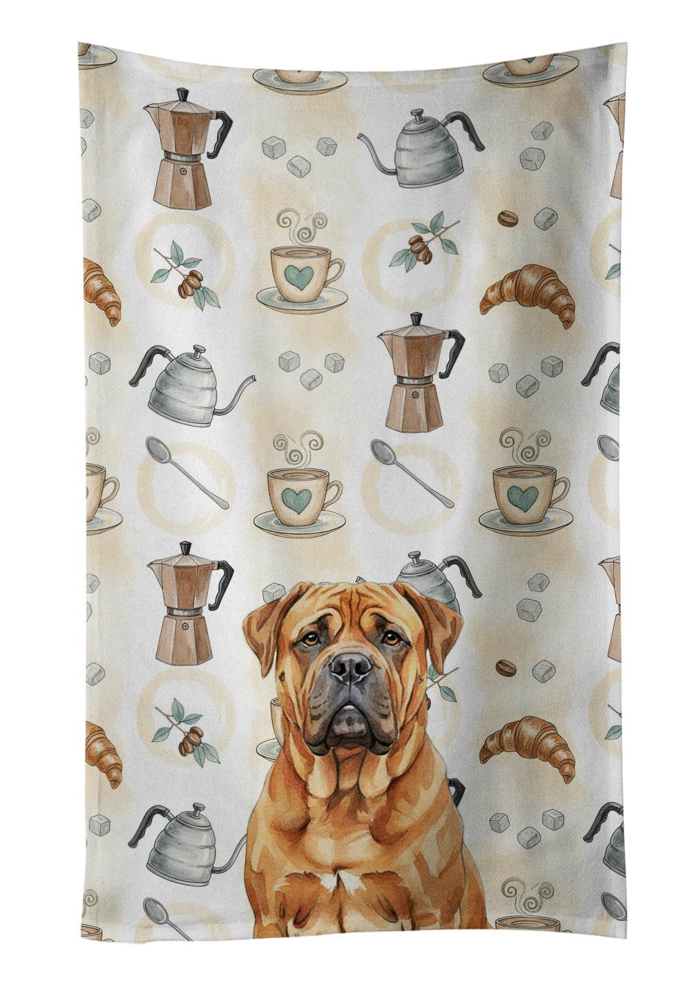 Caroline's Treasures Red Bullmastiff Coffee Bar Kitchen Towel