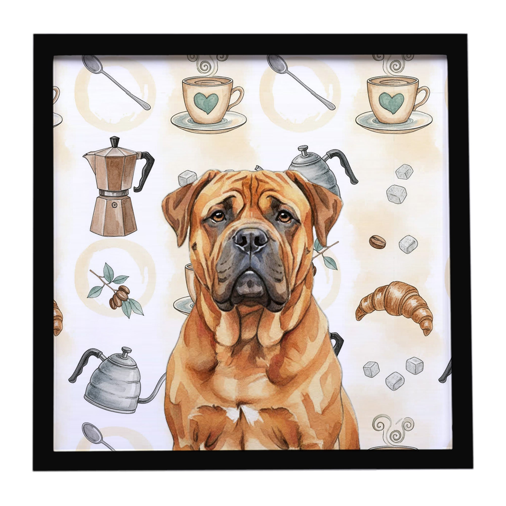 Caroline's Treasures Red Bullmastiff Coffee Bar Framed Metal Print