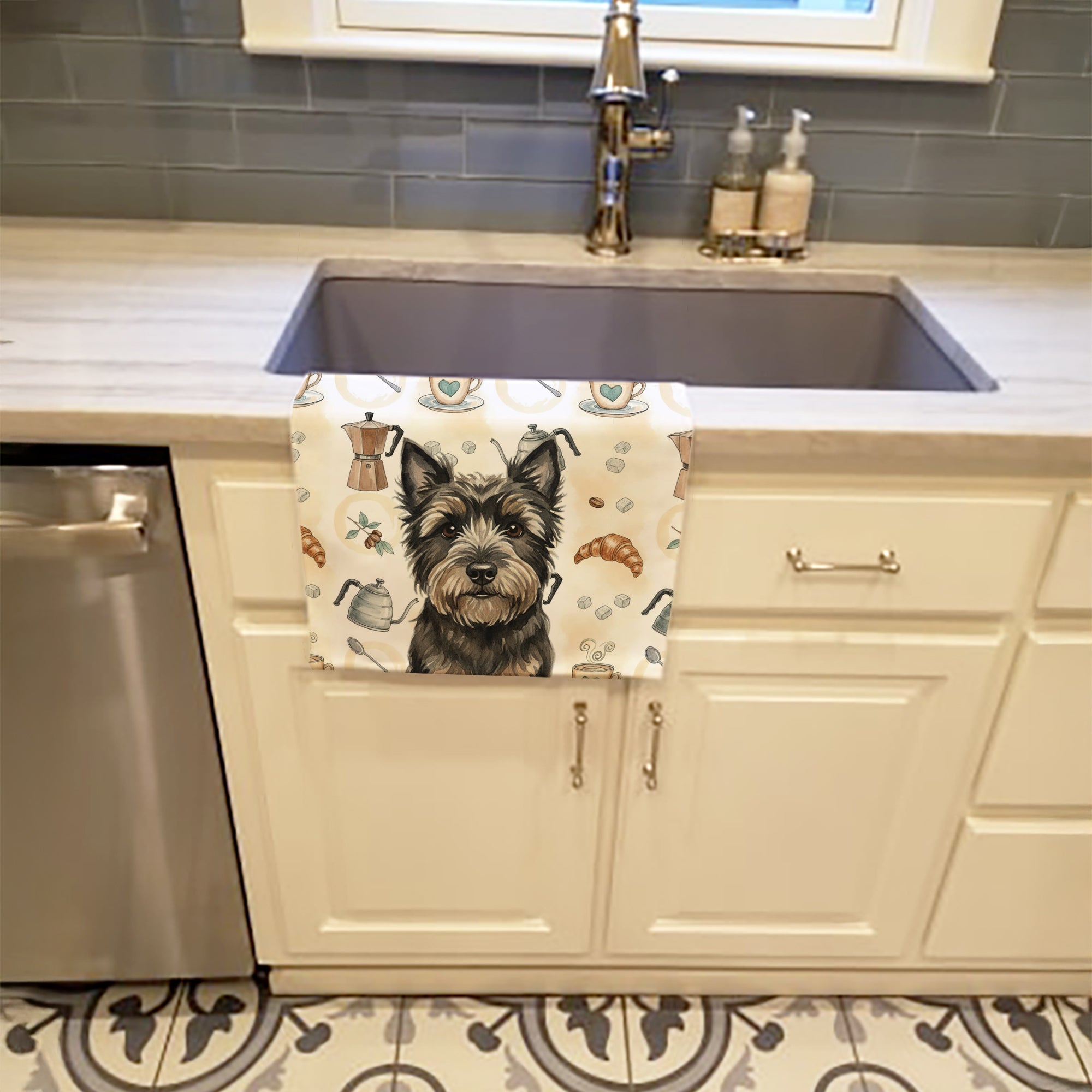 Caroline's Treasures Black Cairn Terrier Coffee Bar Kitchen Towel