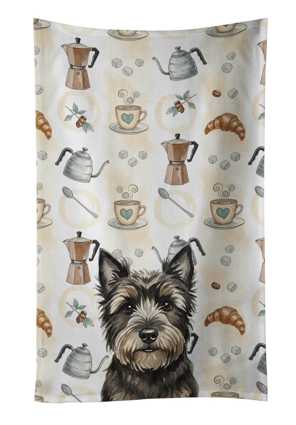 Caroline's Treasures Black Cairn Terrier Coffee Bar Kitchen Towel