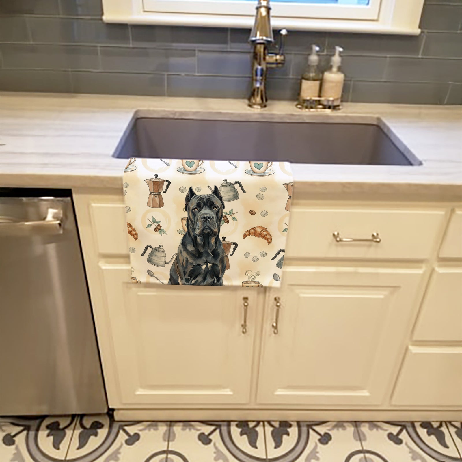 Caroline's Treasures Cane Corso Coffee Bar Kitchen Towel