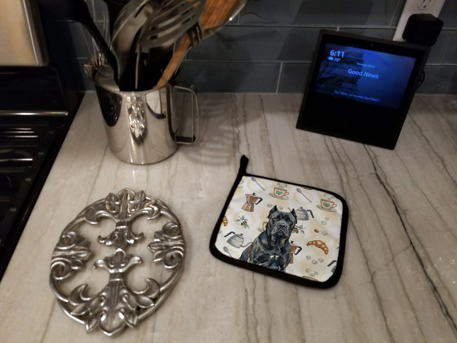 Caroline's Treasures Cane Corso Coffee Bar Pair of Pot Holders