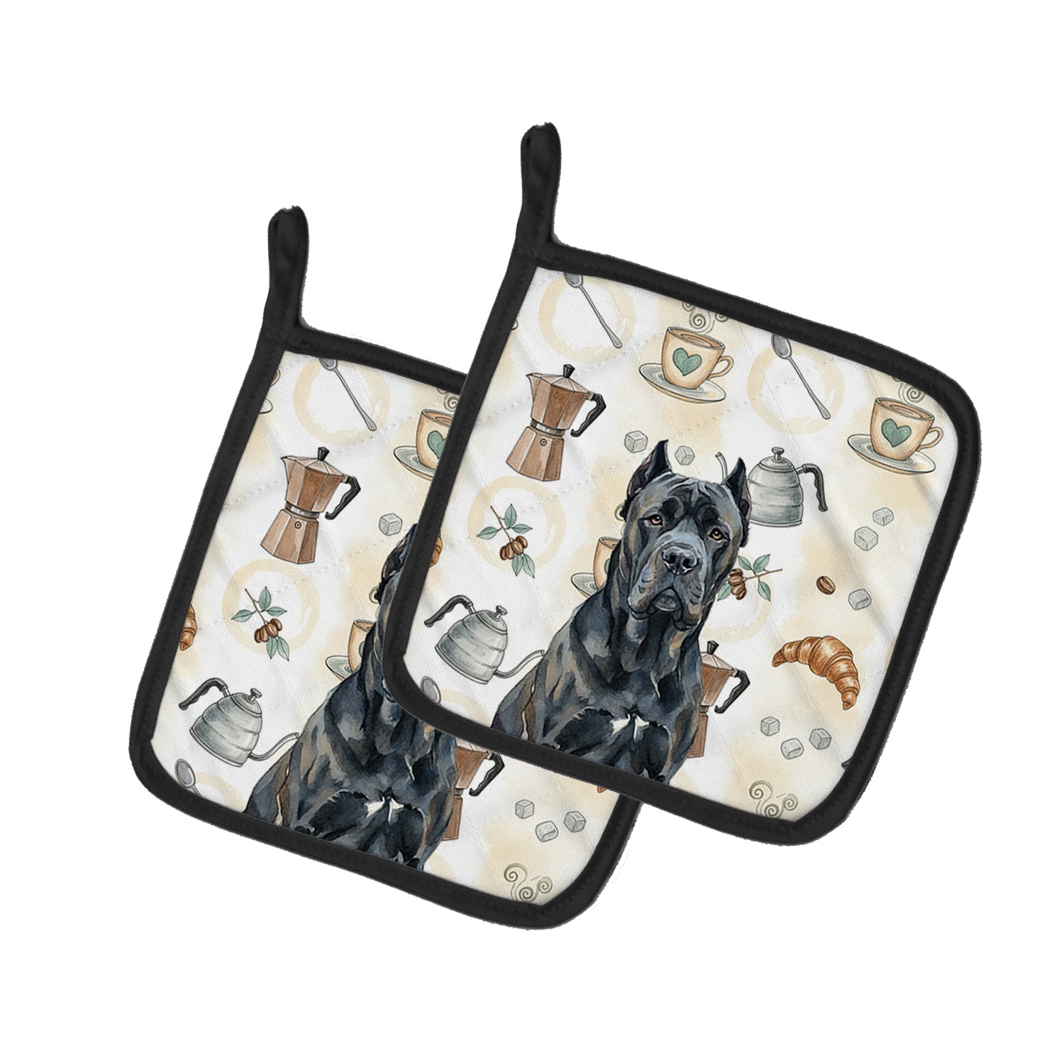 Caroline's Treasures Cane Corso Coffee Bar Pair of Pot Holders