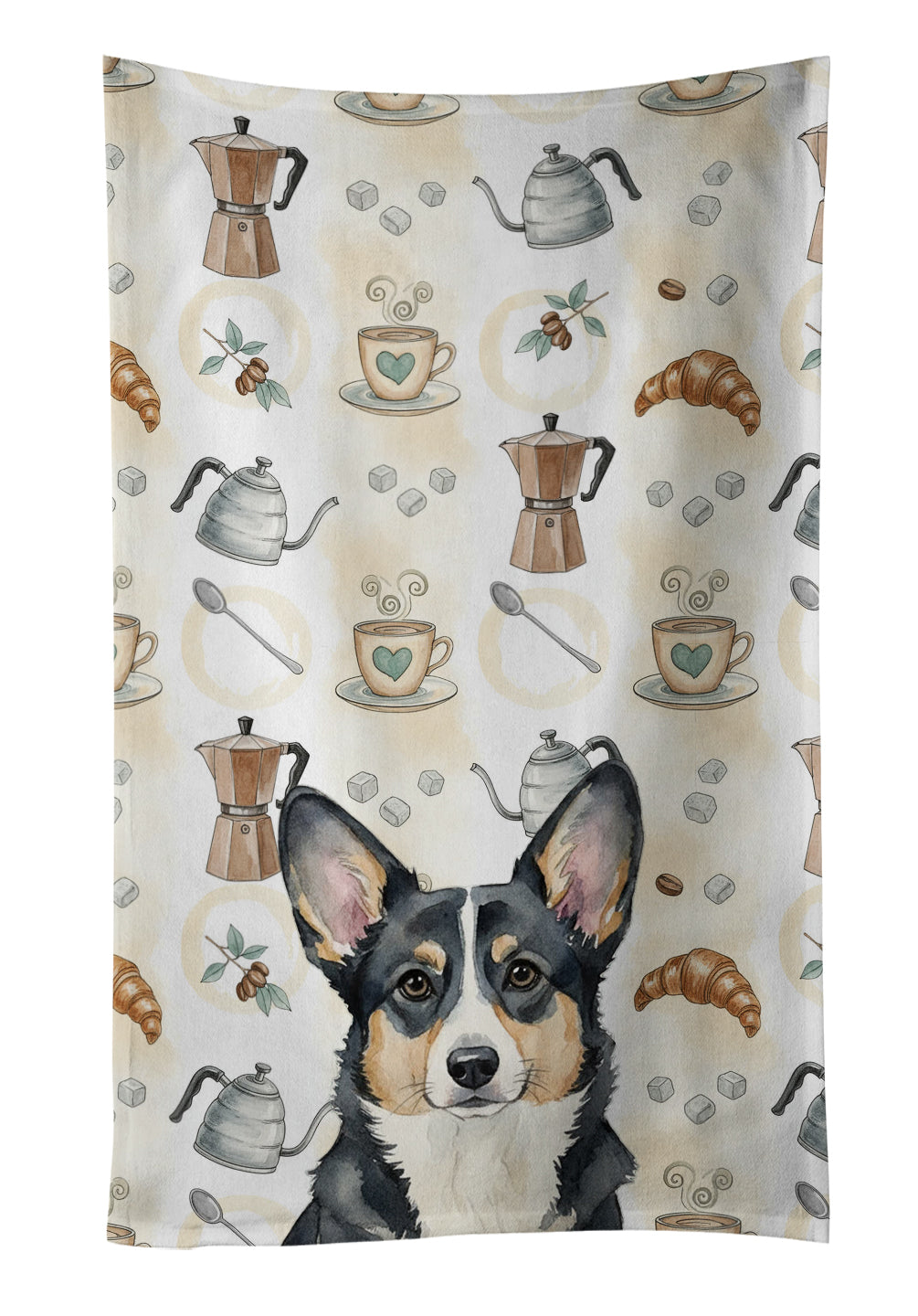 Caroline's Treasures Black and White Cardigan Welsh Corgi Coffee Bar Kitchen Towel
