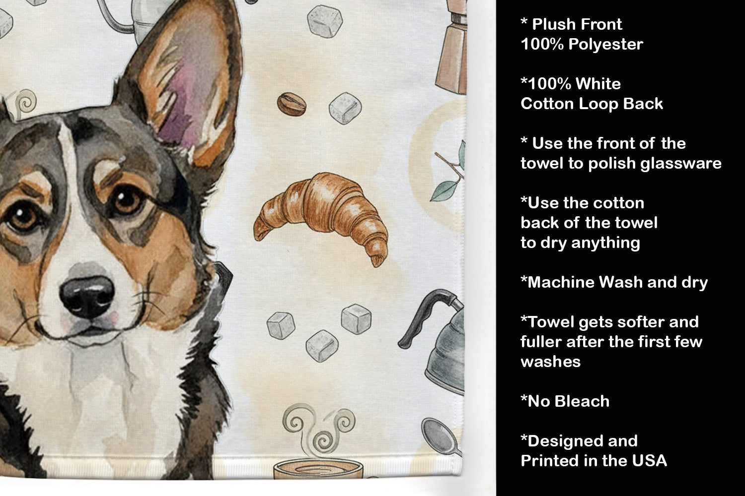 Caroline's Treasures Brindle Cardigan Welsh Corgi Coffee Bar Kitchen Towel