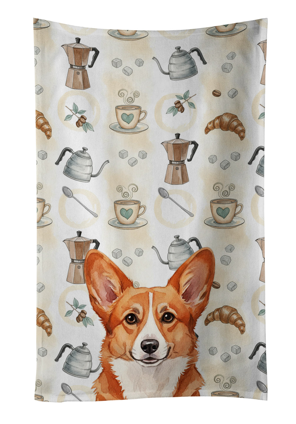Caroline's Treasures Red Cardigan Welsh Corgi Coffee Bar Kitchen Towel