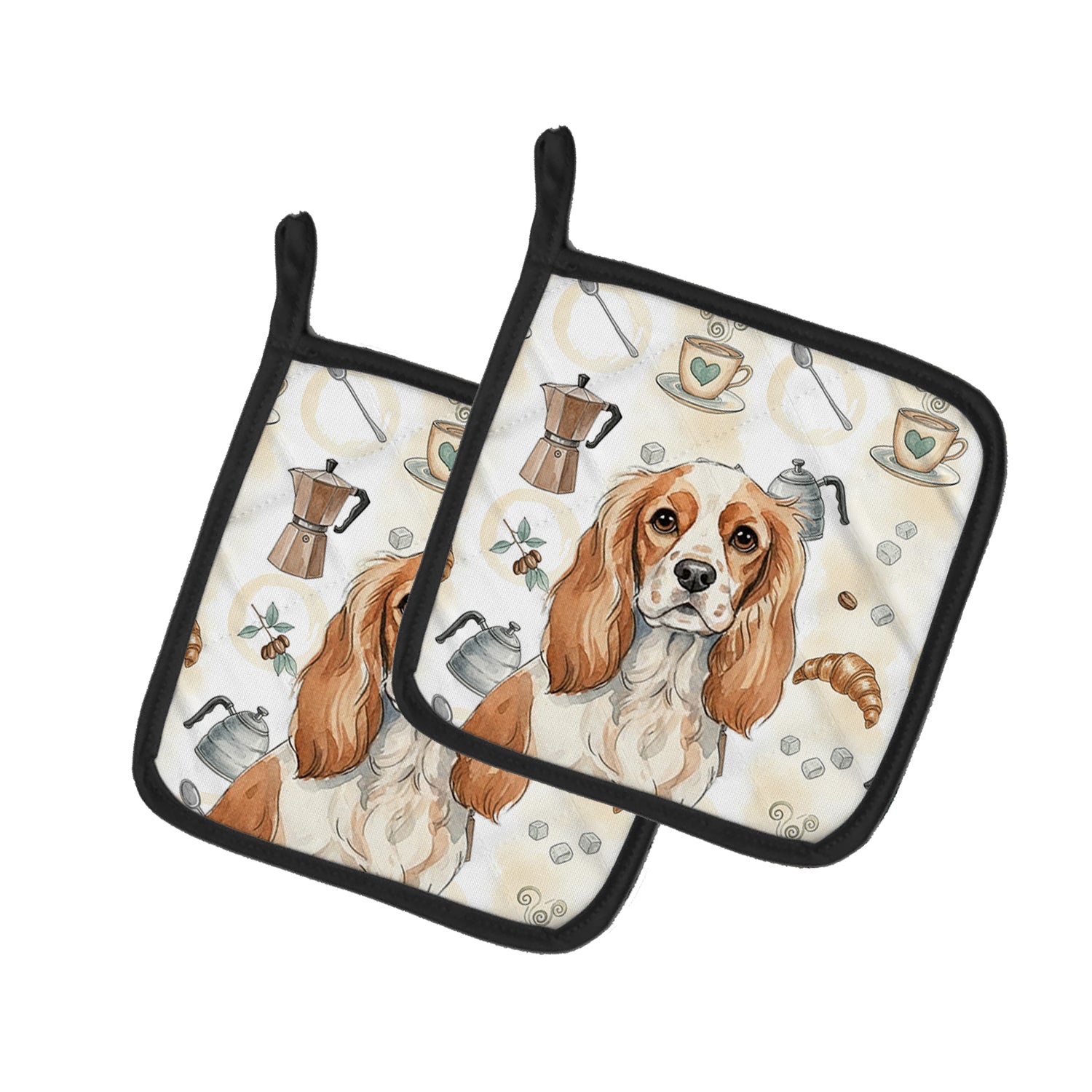 Caroline's Treasures Blenheim Cavalier Spaniel Coffee Bar Pair of Pot Holders