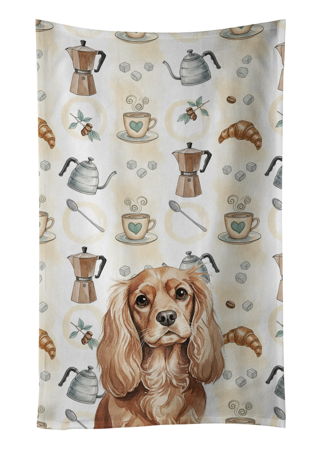 Caroline's Treasures Ruby Cavalier Spaniel Coffee Bar Kitchen Towel