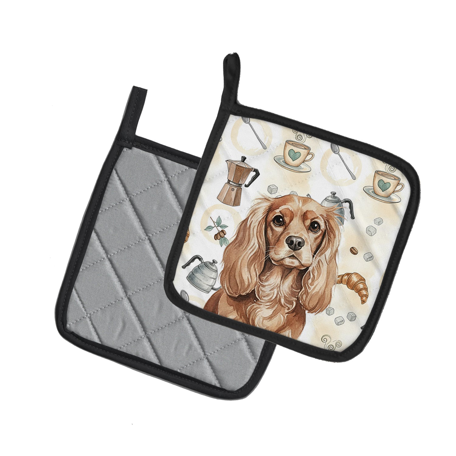 Caroline's Treasures Ruby Cavalier Spaniel Coffee Bar Pair of Pot Holders
