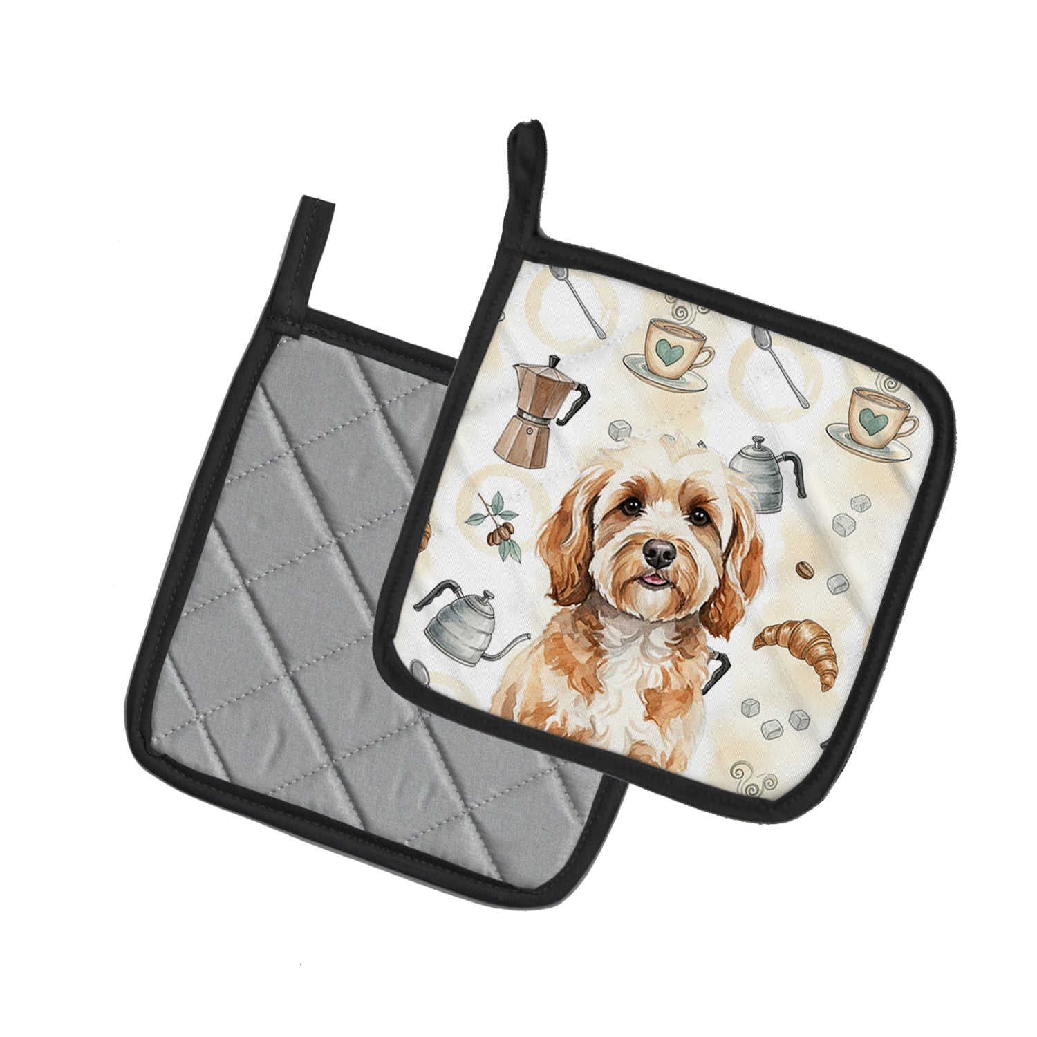 Caroline's Treasures Cavapoo Coffee Bar Pair of Pot Holders