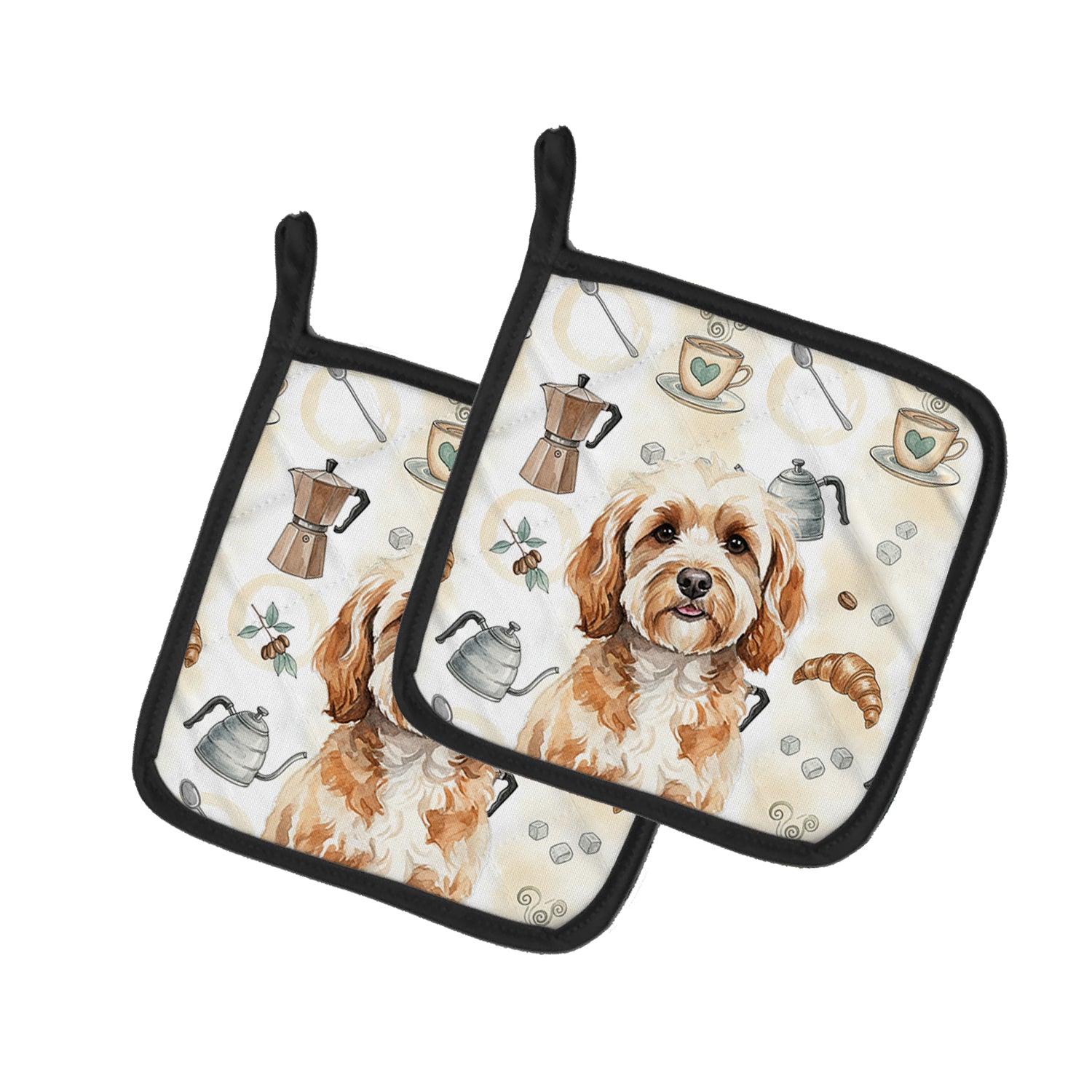 Caroline's Treasures Cavapoo Coffee Bar Pair of Pot Holders