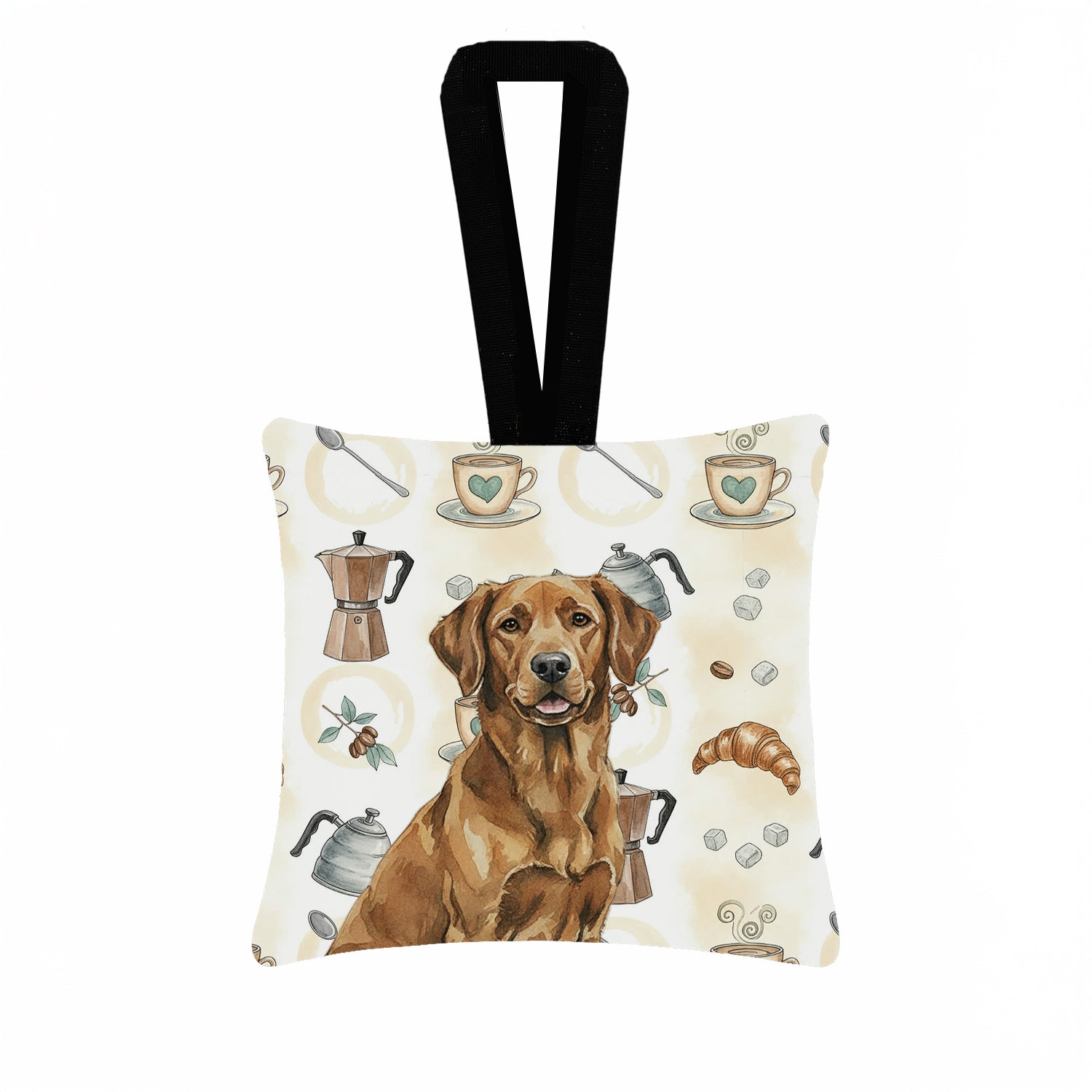 Caroline's Treasures Chesapeake Bay Retriever Coffee Bar Hanging Square Fabric Ornament 3.5 × 3.5