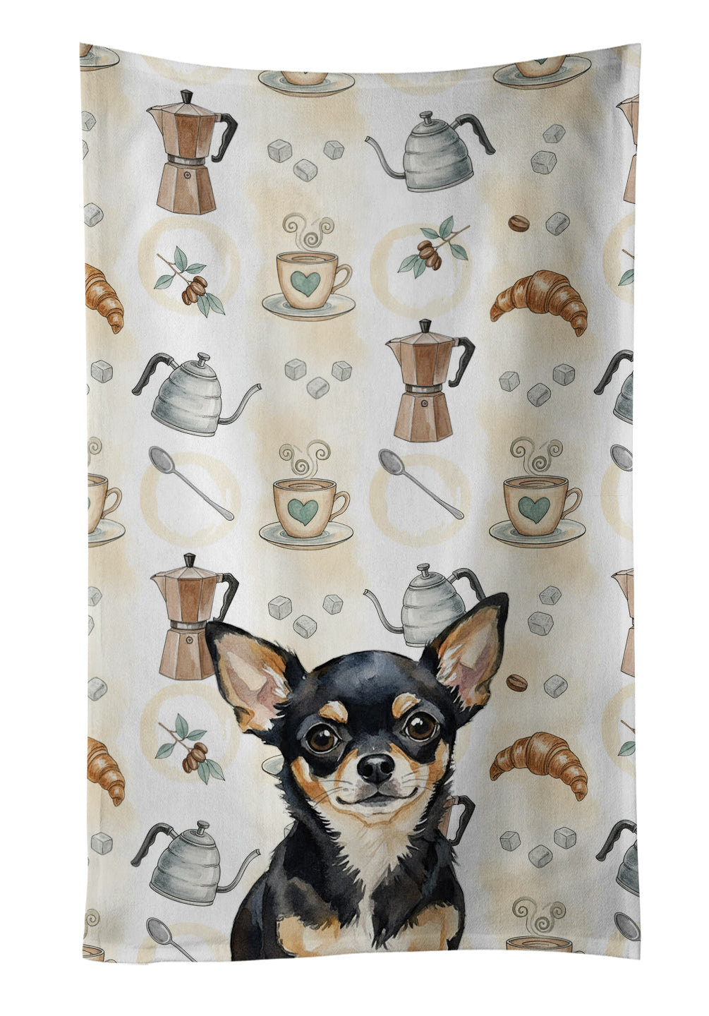 Caroline's Treasures Black and Tan Chihuahua Coffee Bar Kitchen Towel