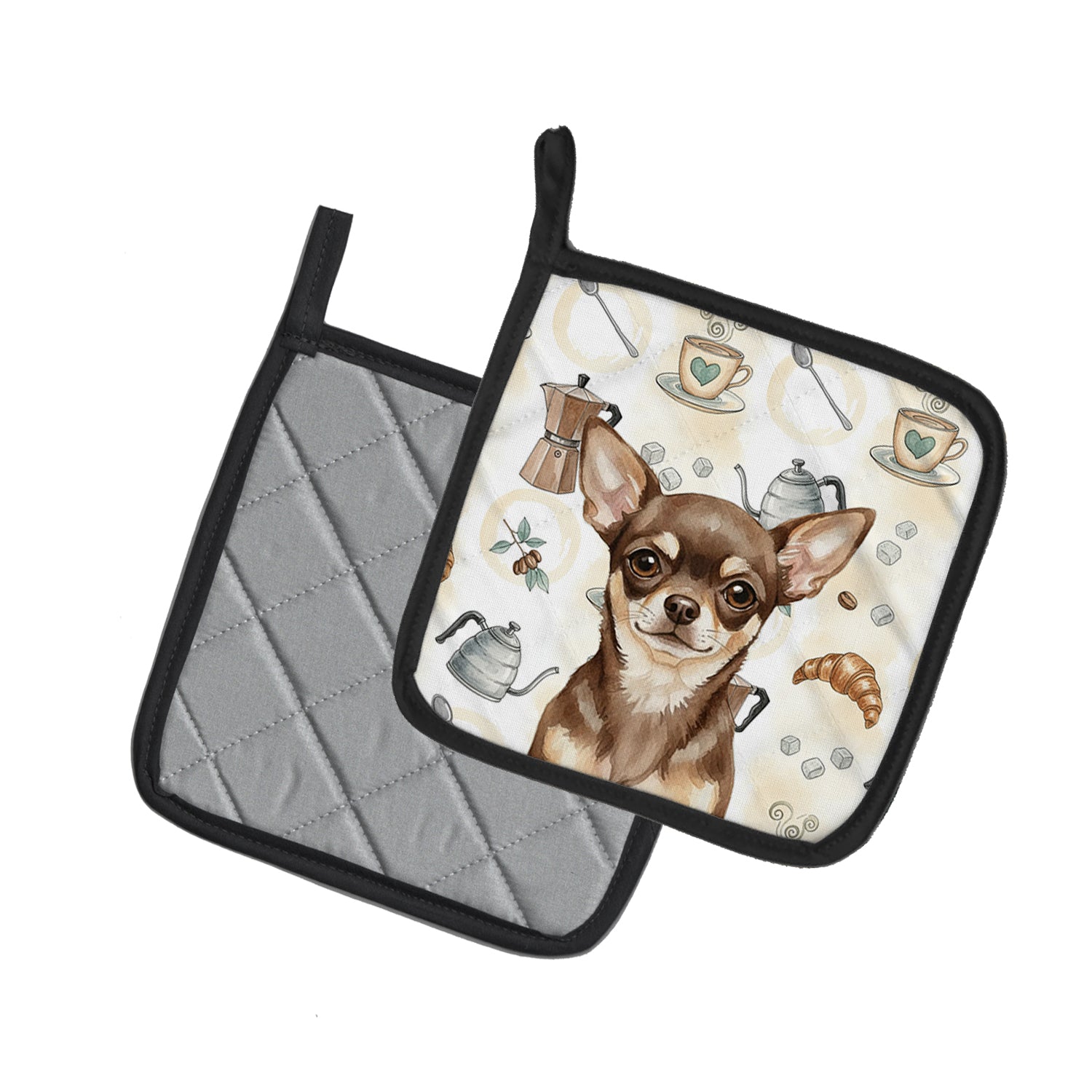 Caroline's Treasures Chocolate Chihuahua Coffee Bar Pair of Pot Holders