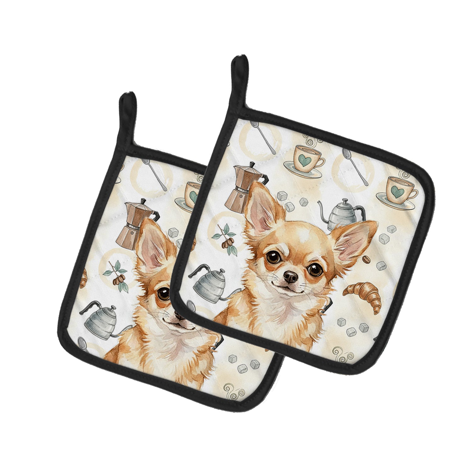 Caroline's Treasures Fawn Chihuahua Coffee Bar Pair of Pot Holders