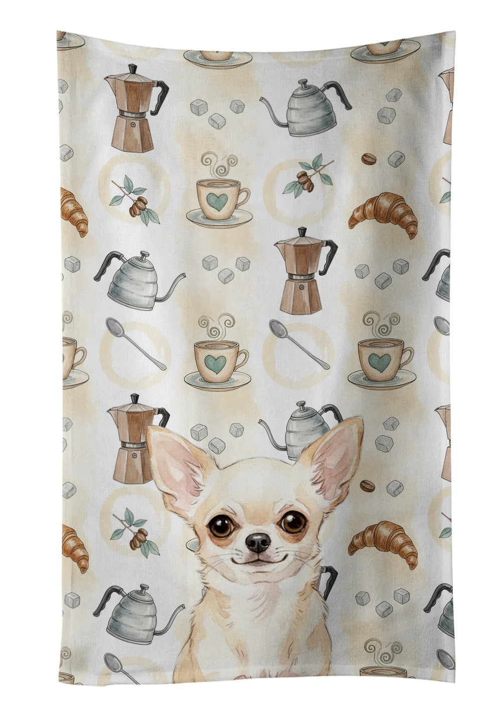 Caroline's Treasures Cream Chihuahua Coffee Bar Kitchen Towel