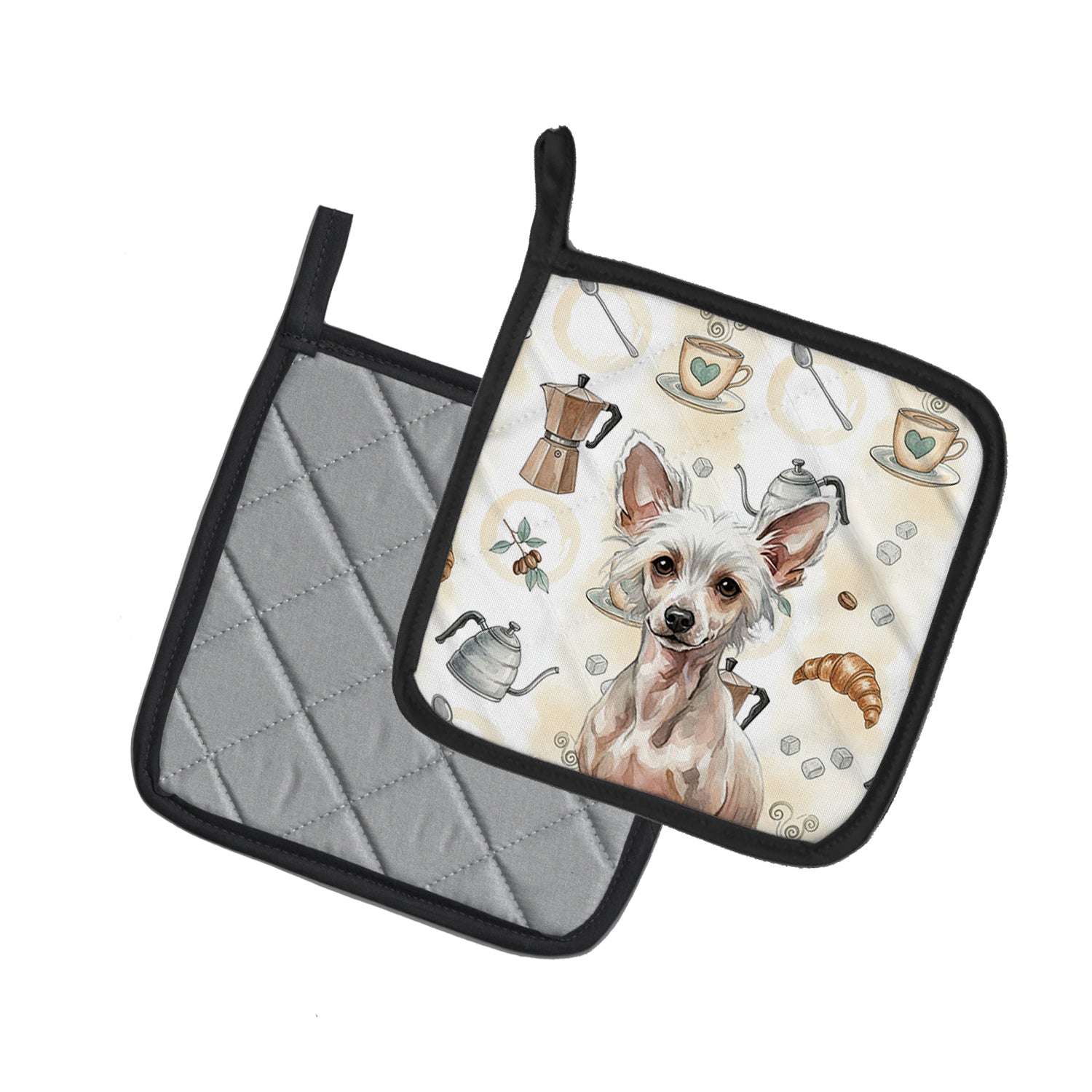 Caroline's Treasures Hairless Chinese Crested Coffee Bar Pair of Pot Holders