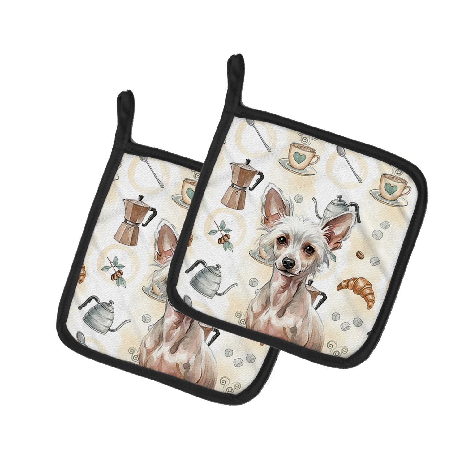Caroline's Treasures Hairless Chinese Crested Coffee Bar Pair of Pot Holders
