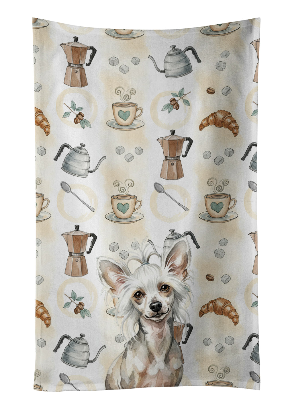 Caroline's Treasures Hairless Mottled Pattern Chinese Crested Coffee Bar Kitchen Towel