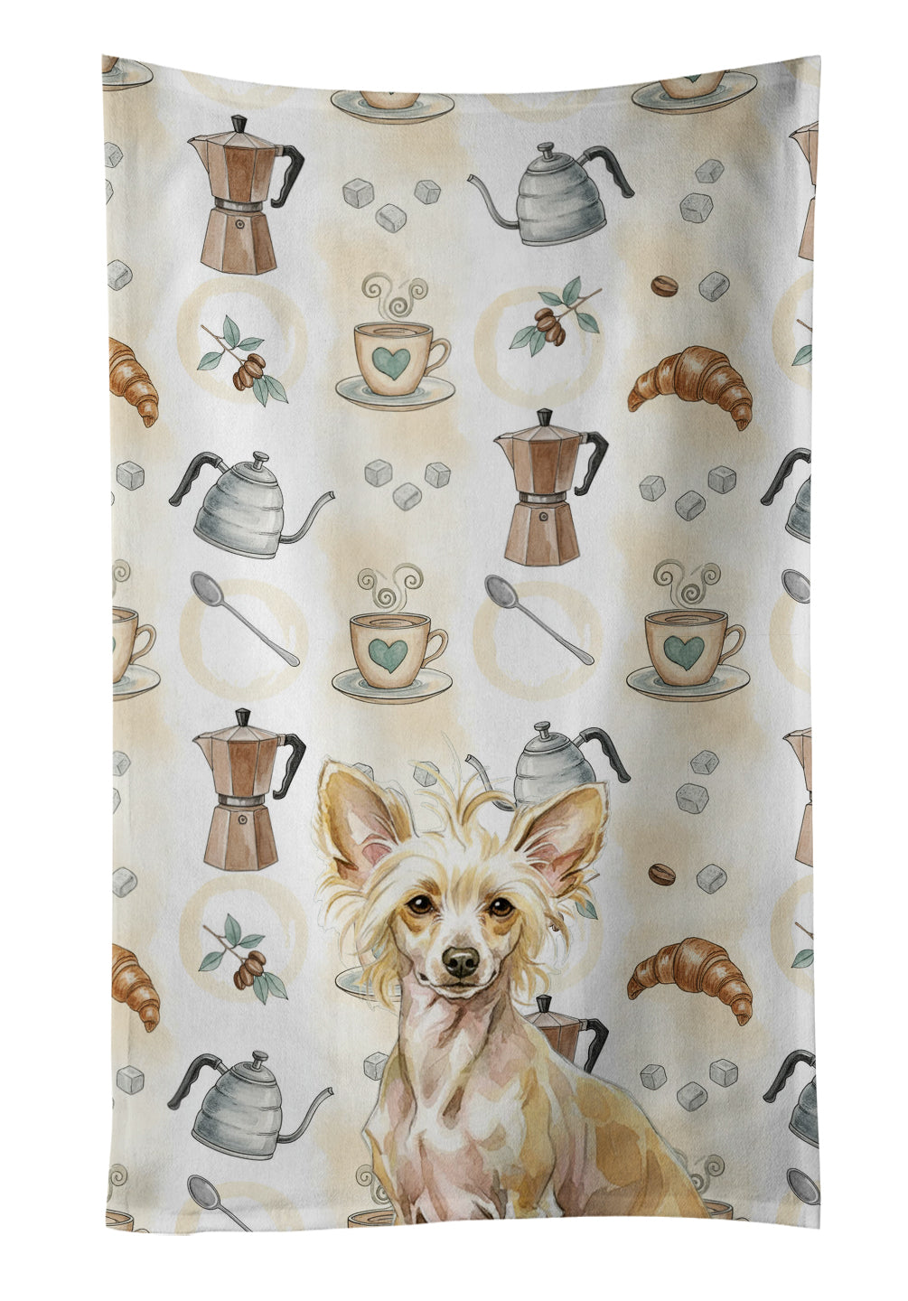 Caroline's Treasures Hairless Palomino Chinese Crested Coffee Bar Kitchen Towel