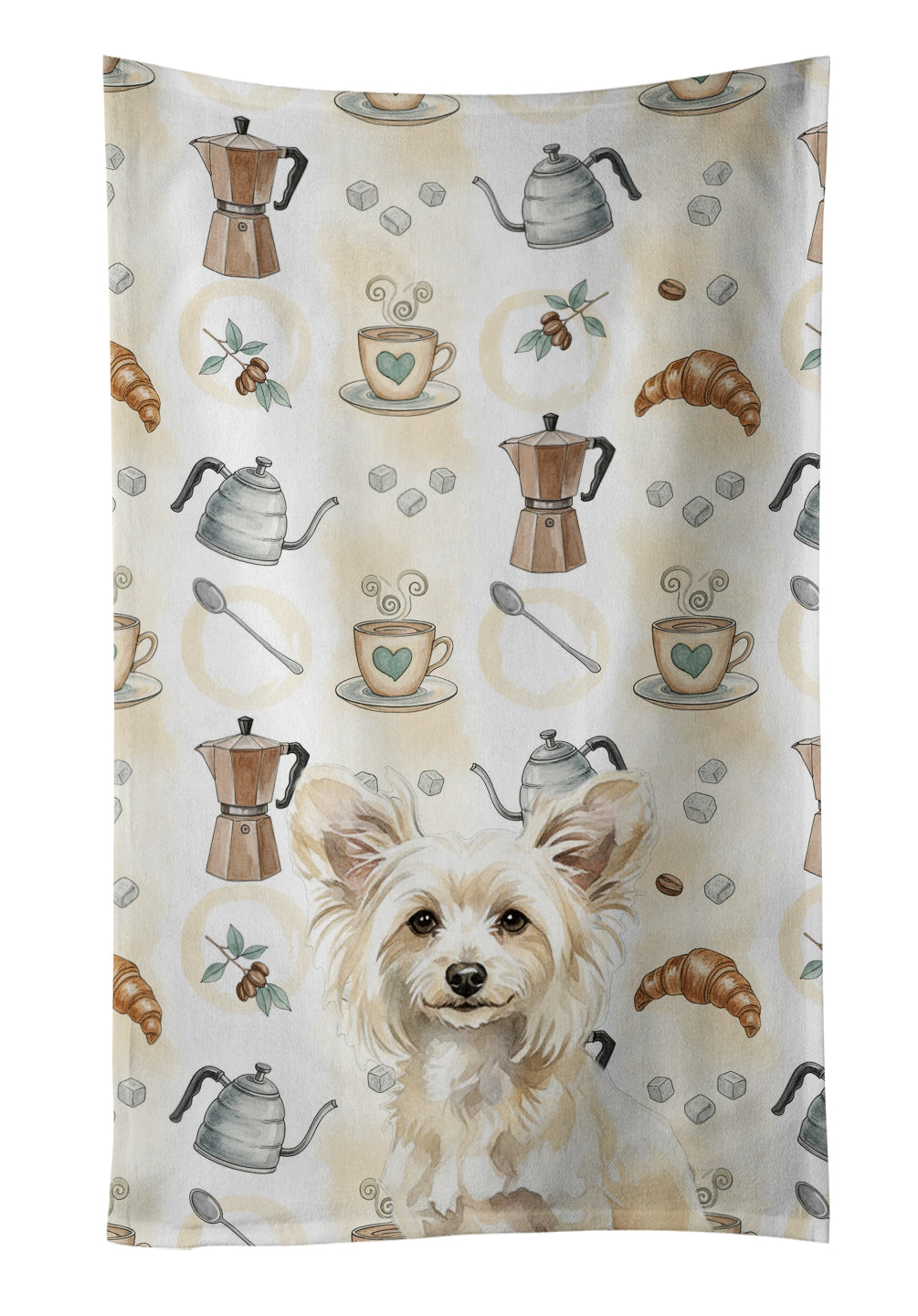 Caroline's Treasures Powderpuff Chinese Crested Coffee Bar Kitchen Towel