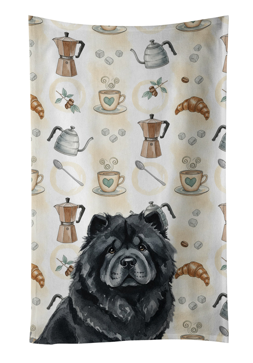 Caroline's Treasures Black Chow Chow Coffee Bar Kitchen Towel