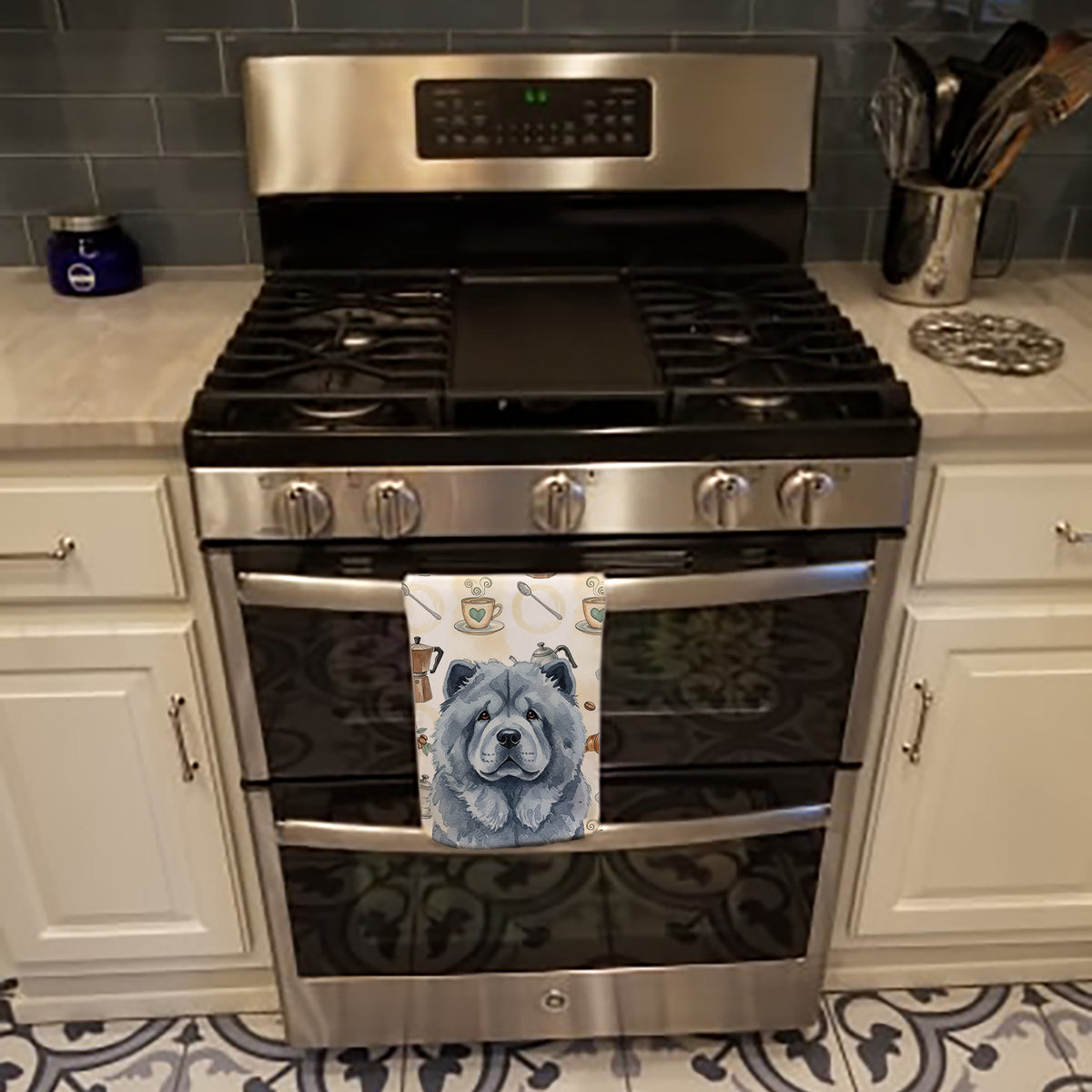 Caroline's Treasures Blue Chow Chow Coffee Bar Kitchen Towel