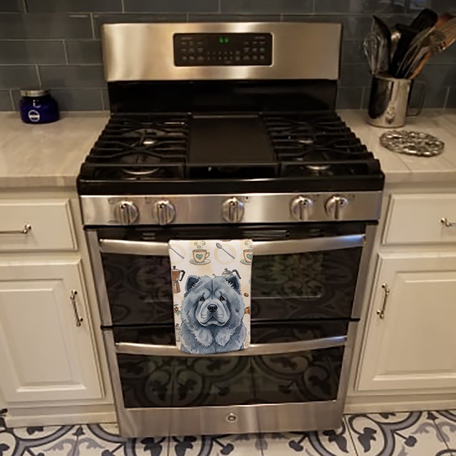 Caroline's Treasures Blue Chow Chow Coffee Bar Kitchen Towel