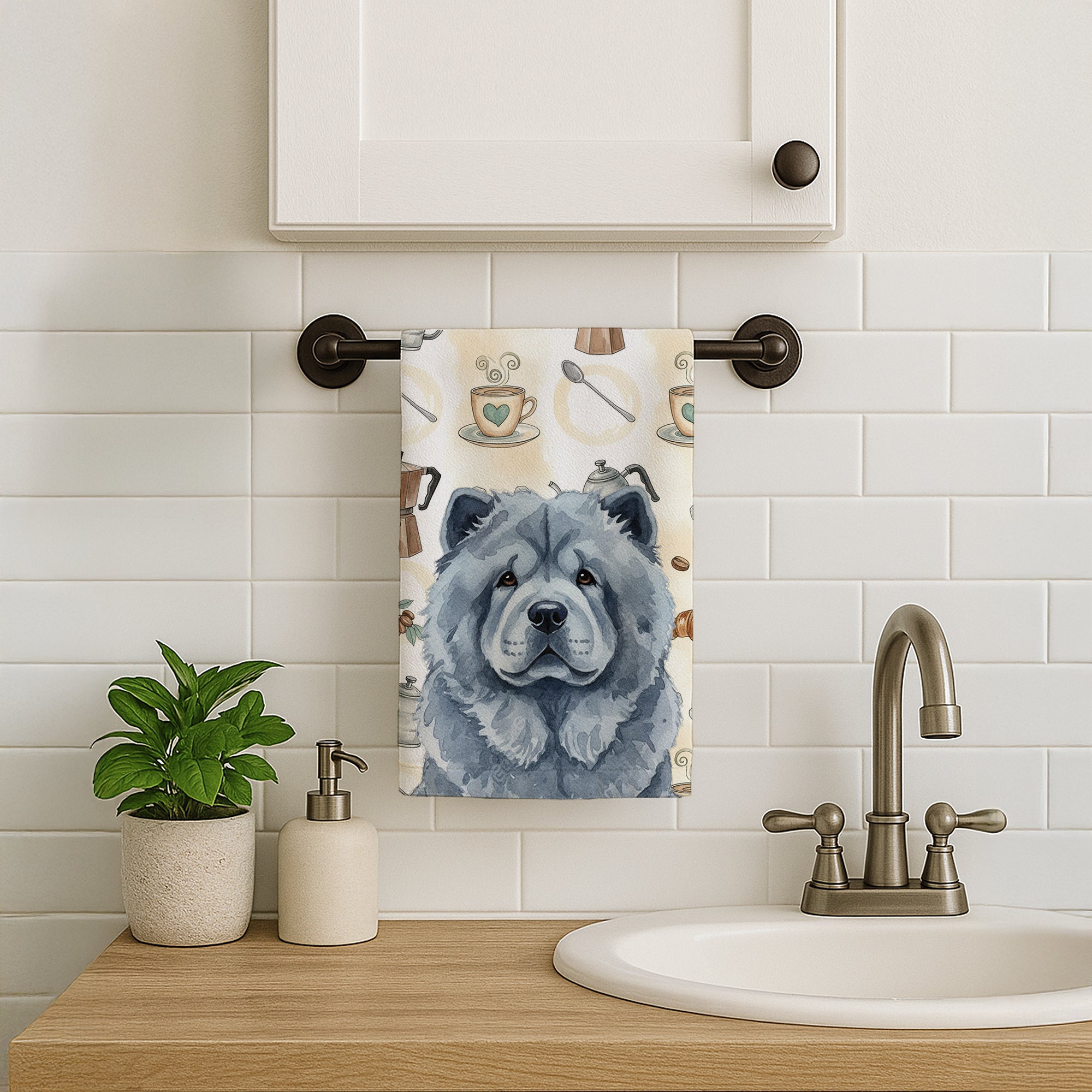 Caroline's Treasures Blue Chow Chow Coffee Bar Kitchen Towel