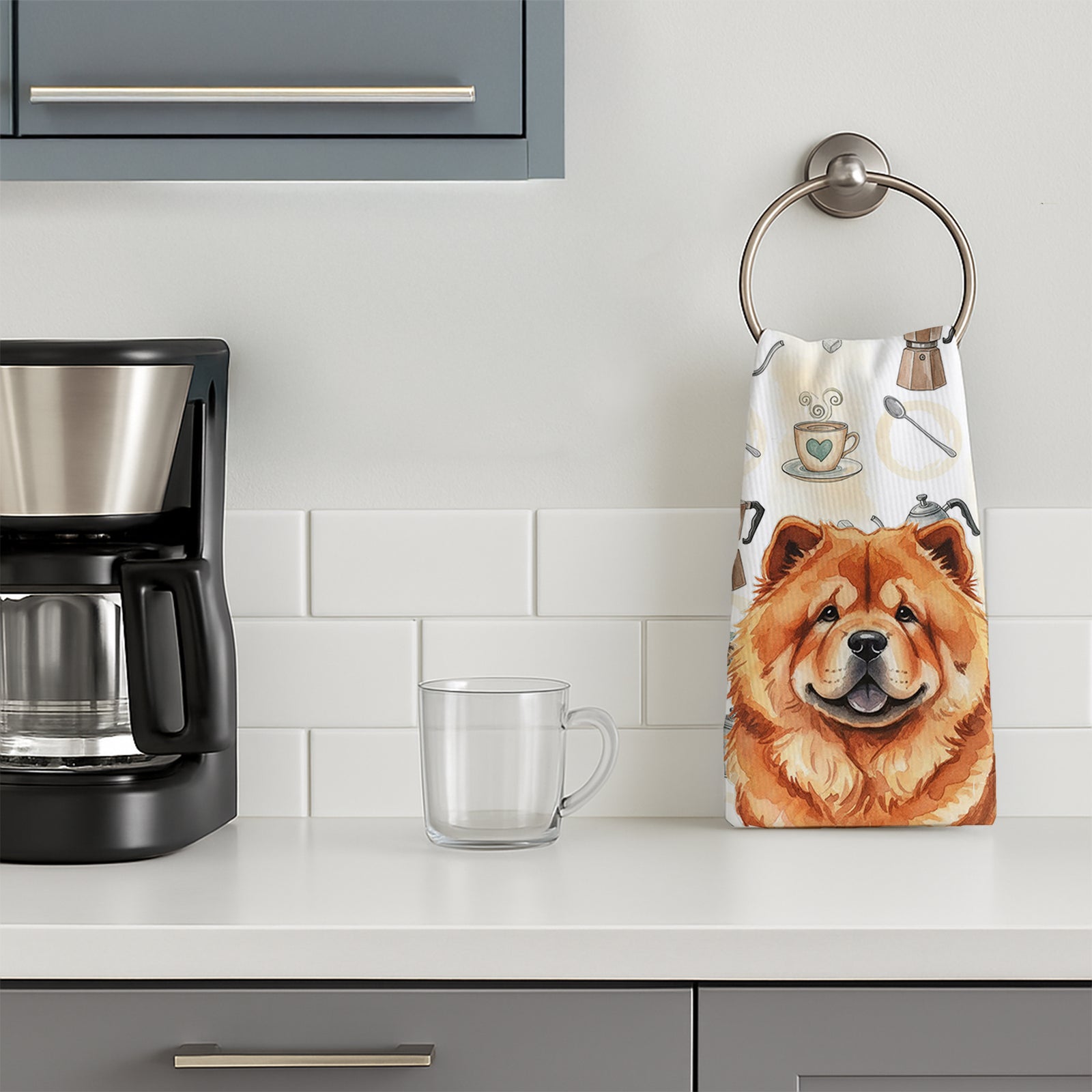 Caroline's Treasures Red Chow Chow Coffee Bar Kitchen Towel