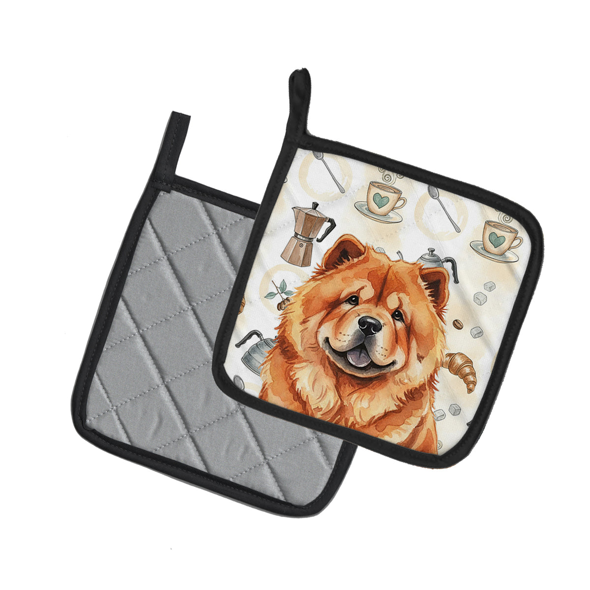 Caroline's Treasures Red Chow Chow Coffee Bar Pair of Pot Holders