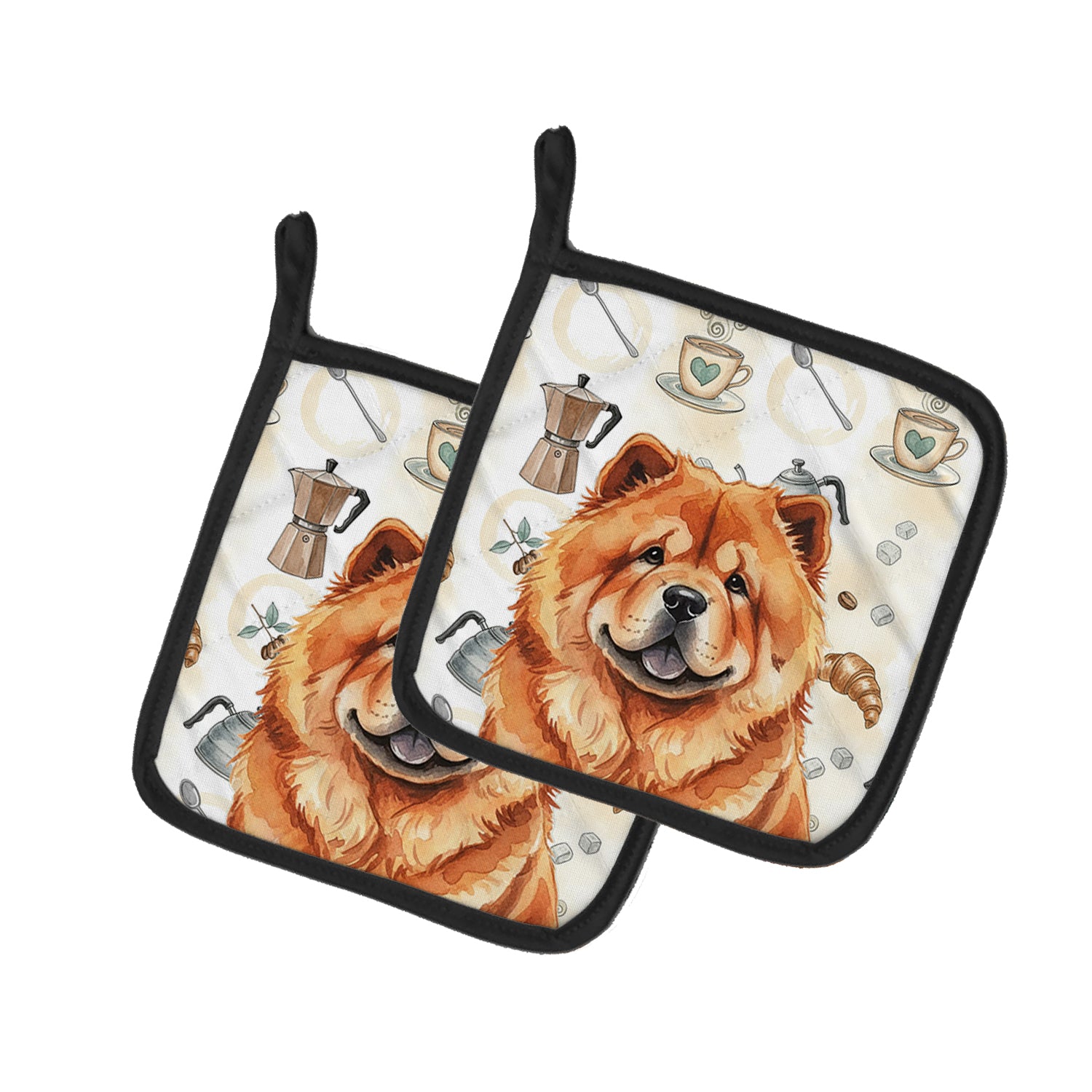 Caroline's Treasures Red Chow Chow Coffee Bar Pair of Pot Holders