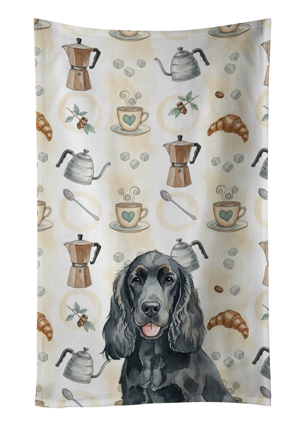 Caroline's Treasures Black Cocker Spaniel Coffee Bar Kitchen Towel