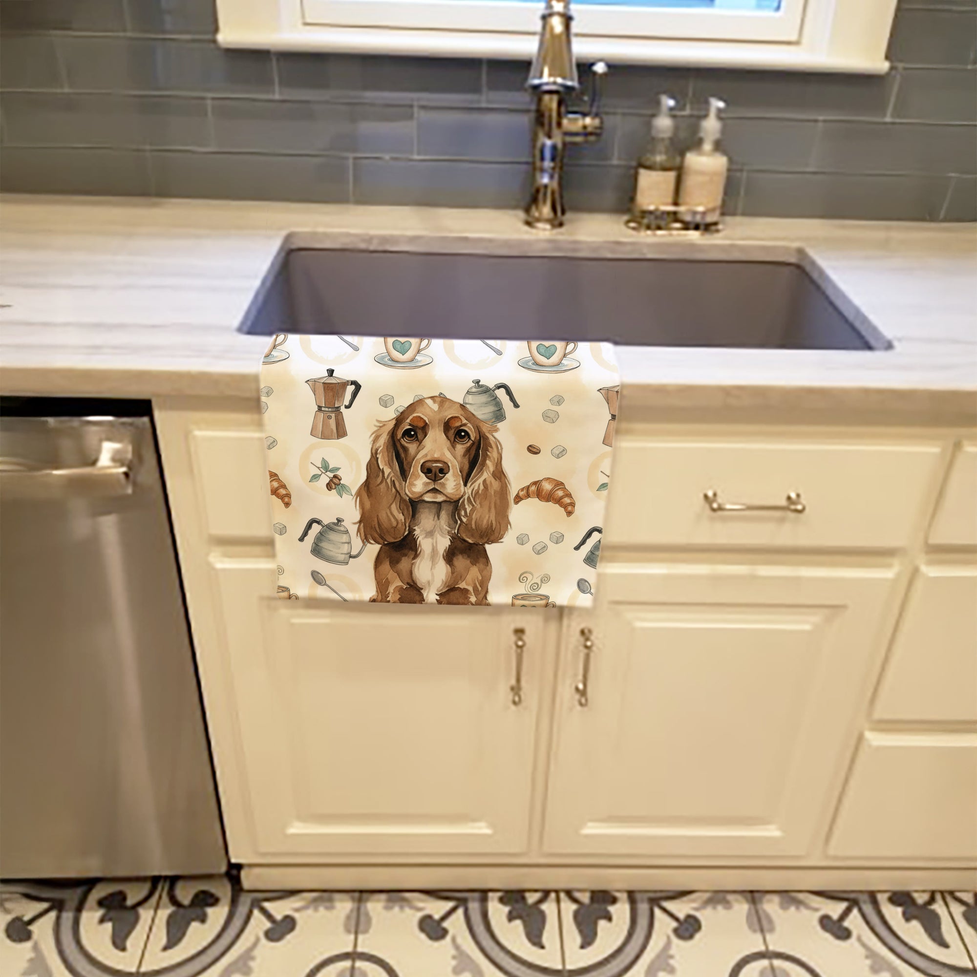 Caroline's Treasures Chocolate Cocker Spaniel Coffee Bar Kitchen Towel