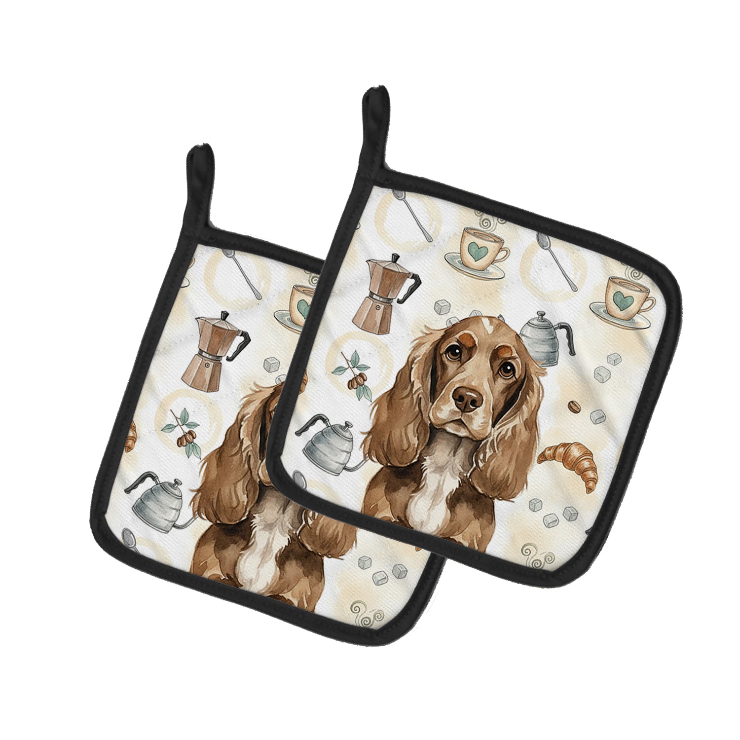 Caroline's Treasures Chocolate Cocker Spaniel Coffee Bar Pair of Pot Holders
