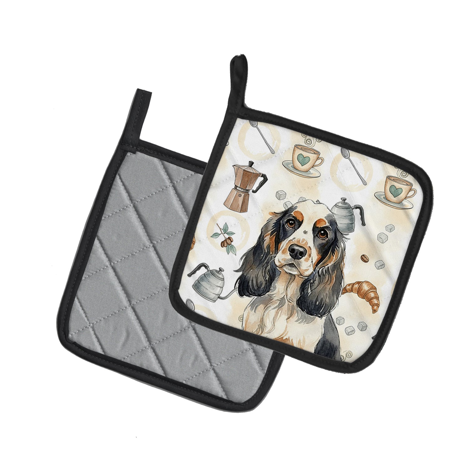 Caroline's Treasures Parti Cocker Spaniel Coffee Bar Pair of Pot Holders