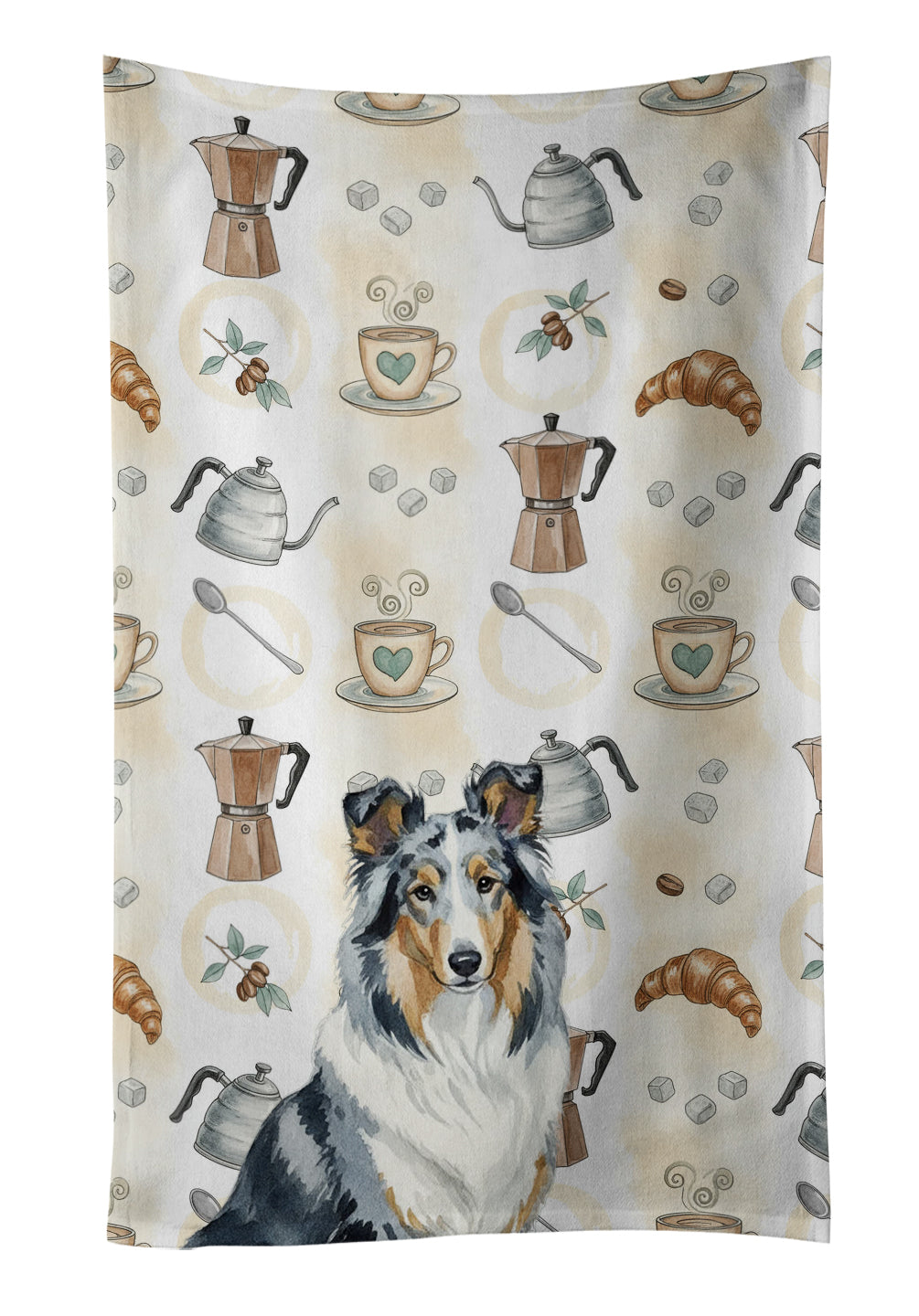 Caroline's Treasures Blue Merle Collie Coffee Bar Kitchen Towel
