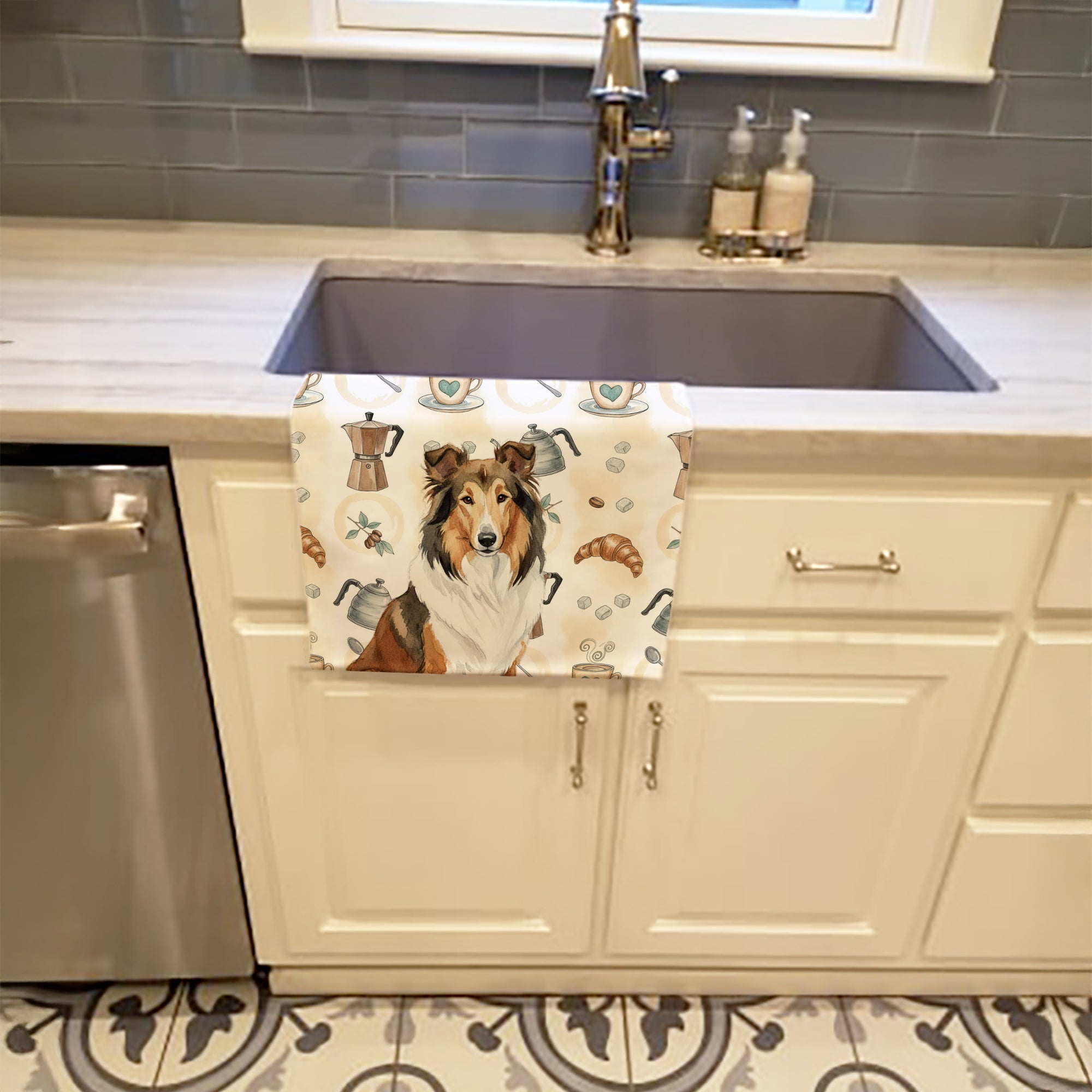 Caroline's Treasures Sable Collie Coffee Bar Kitchen Towel