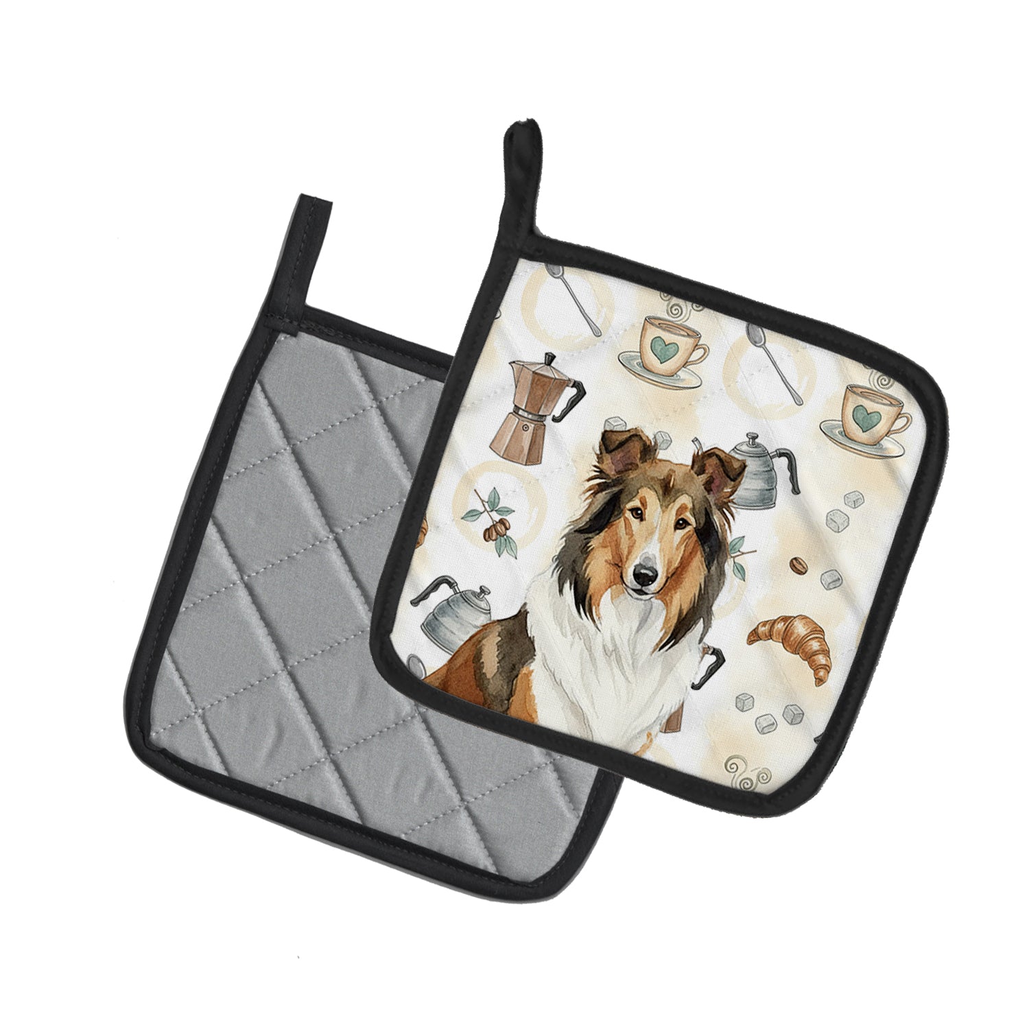 Caroline's Treasures Sable Collie Coffee Bar Pair of Pot Holders