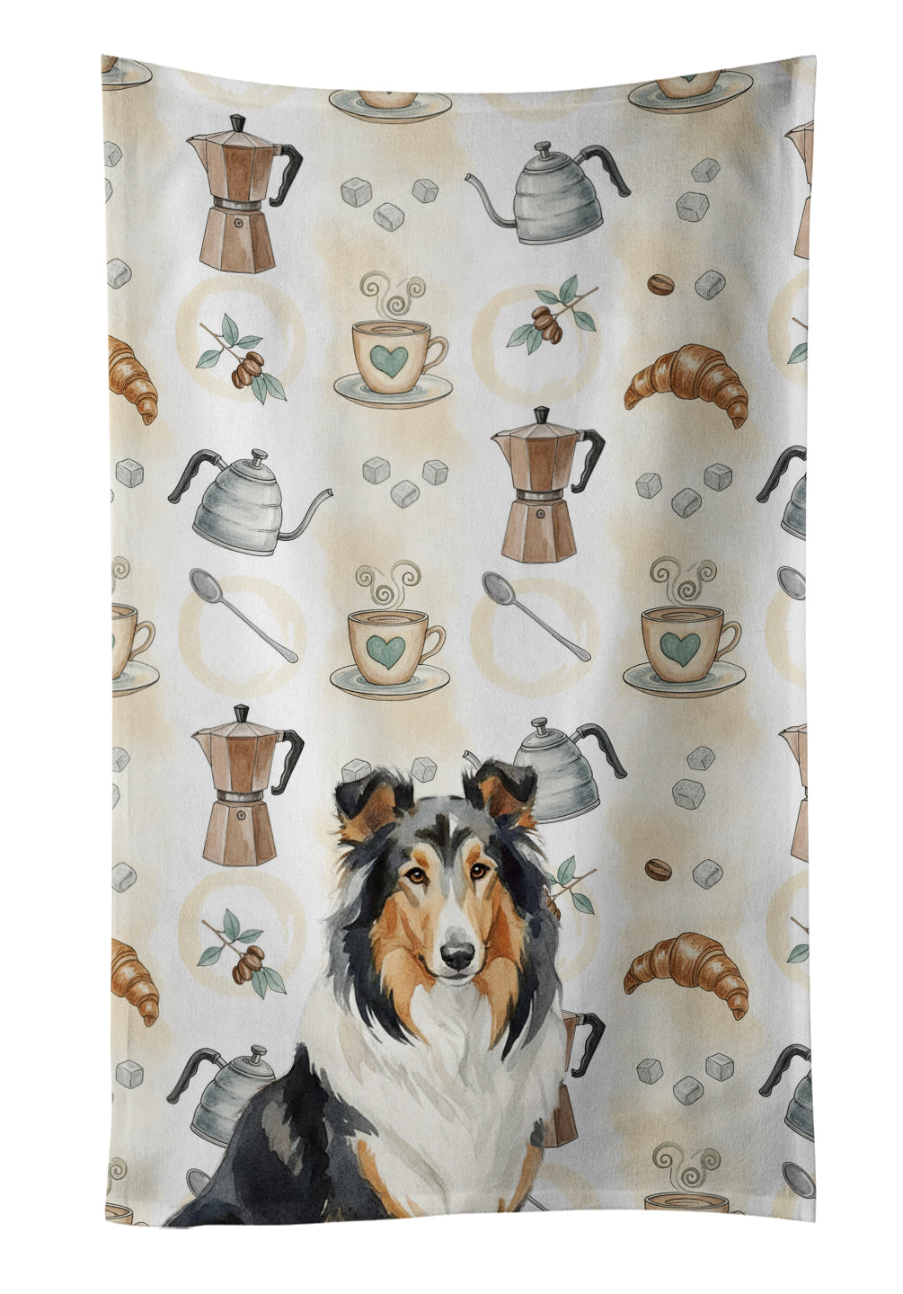 Caroline's Treasures Tricolor Collie Coffee Bar Kitchen Towel