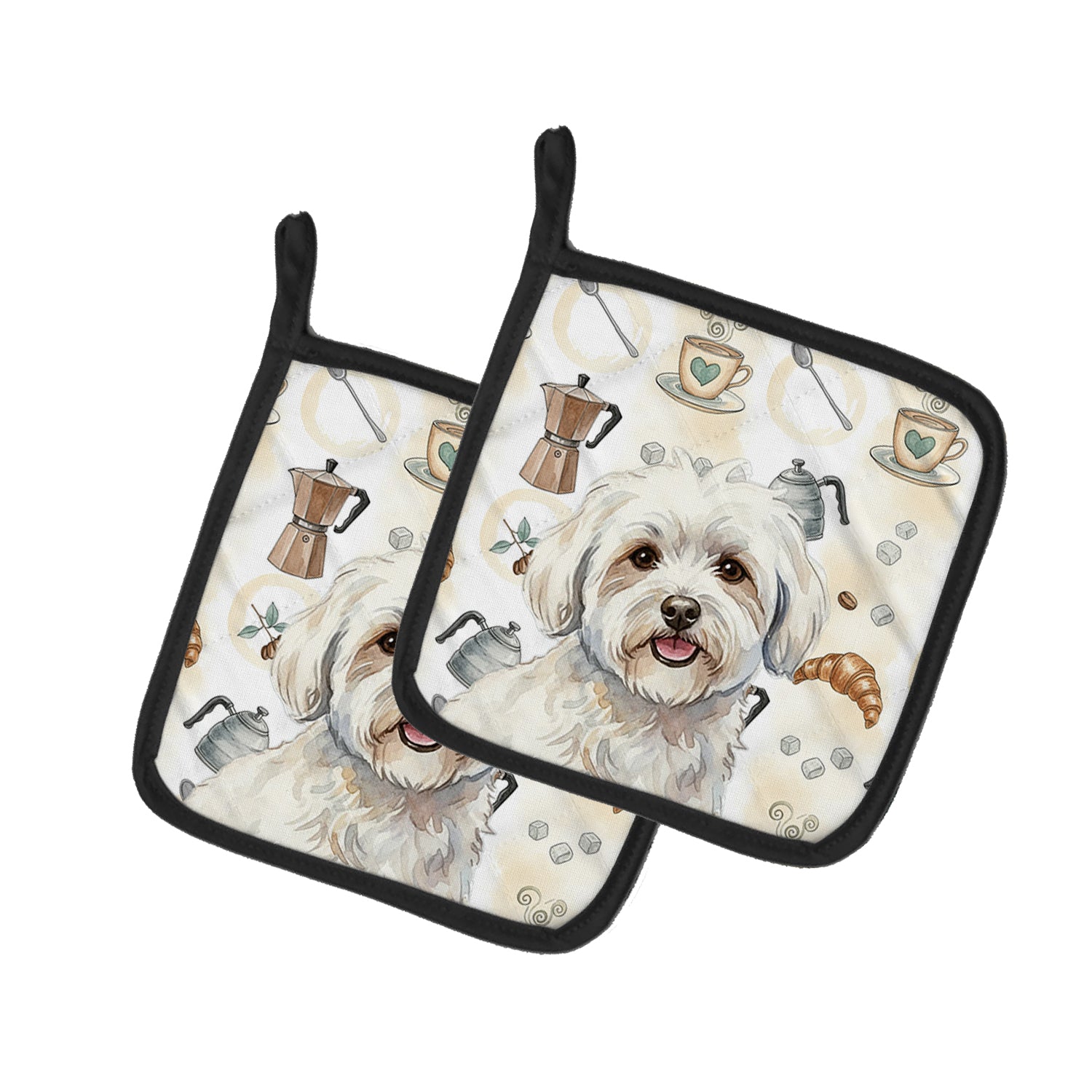 Caroline's Treasures Coton de Tulear Coffee Bar Pair of Pot Holders