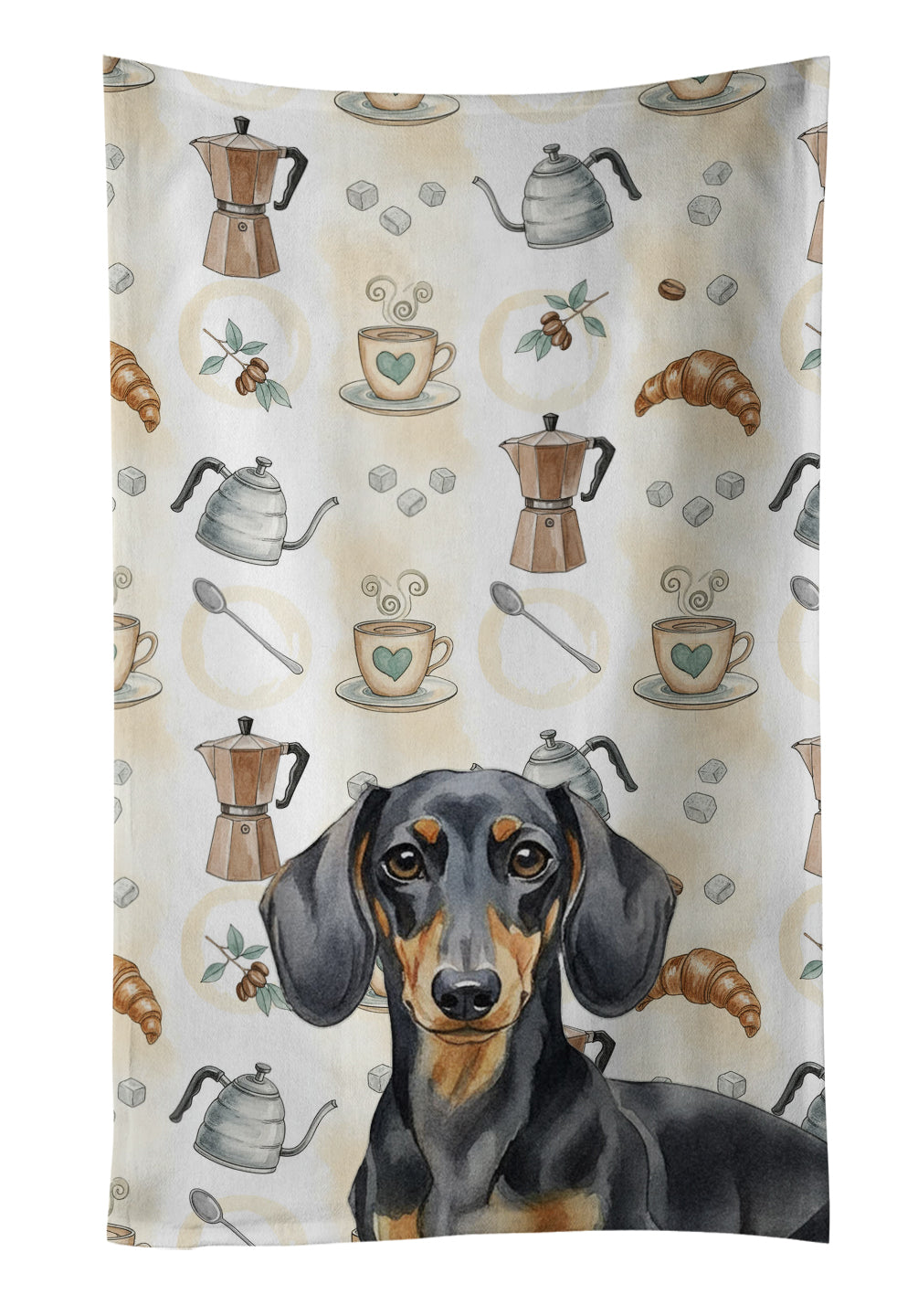 Caroline's Treasures Black and Tan Dachshund Coffee Bar Kitchen Towel