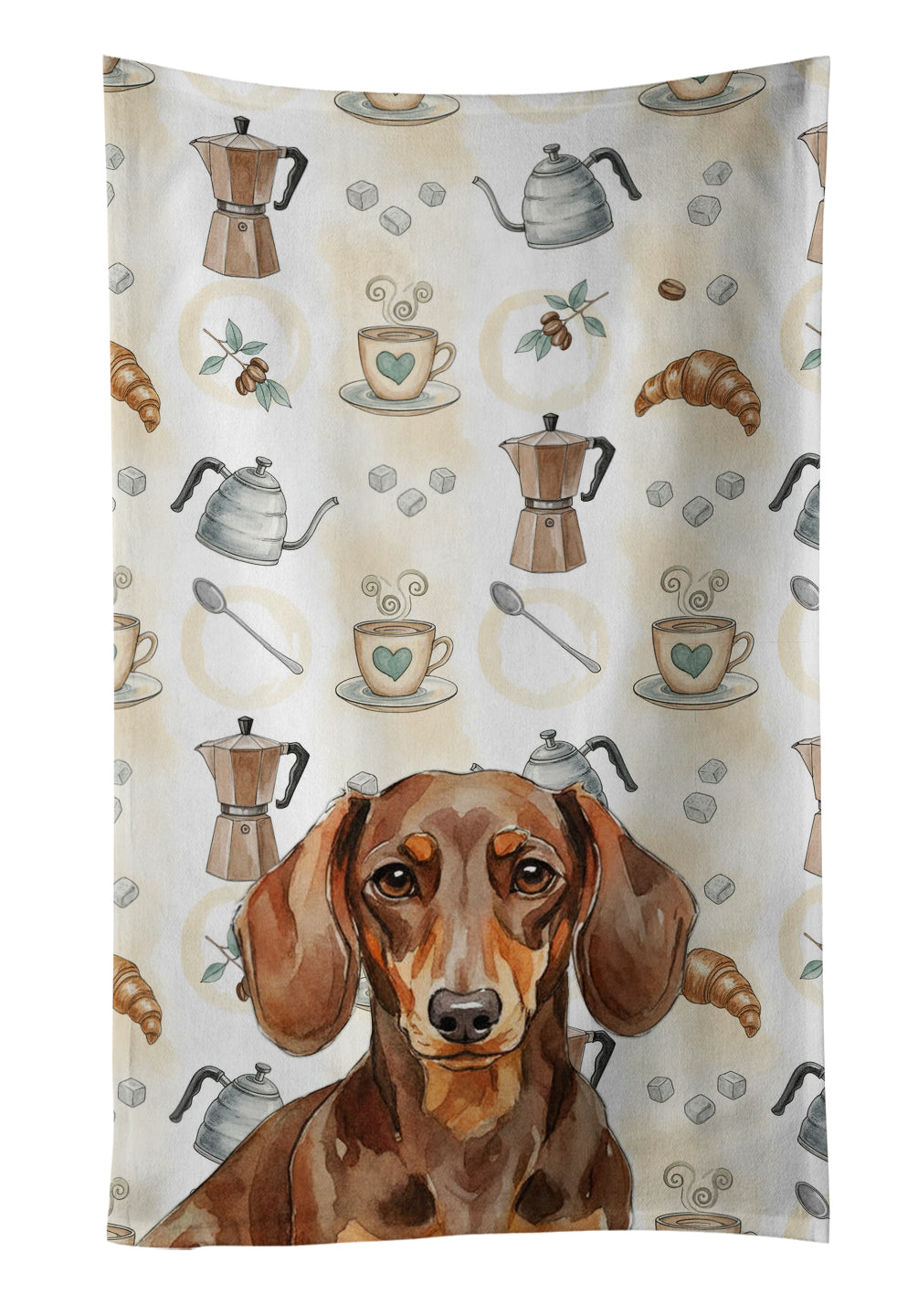Caroline's Treasures Chocolate and Tan Dachshund Coffee Bar Kitchen Towel