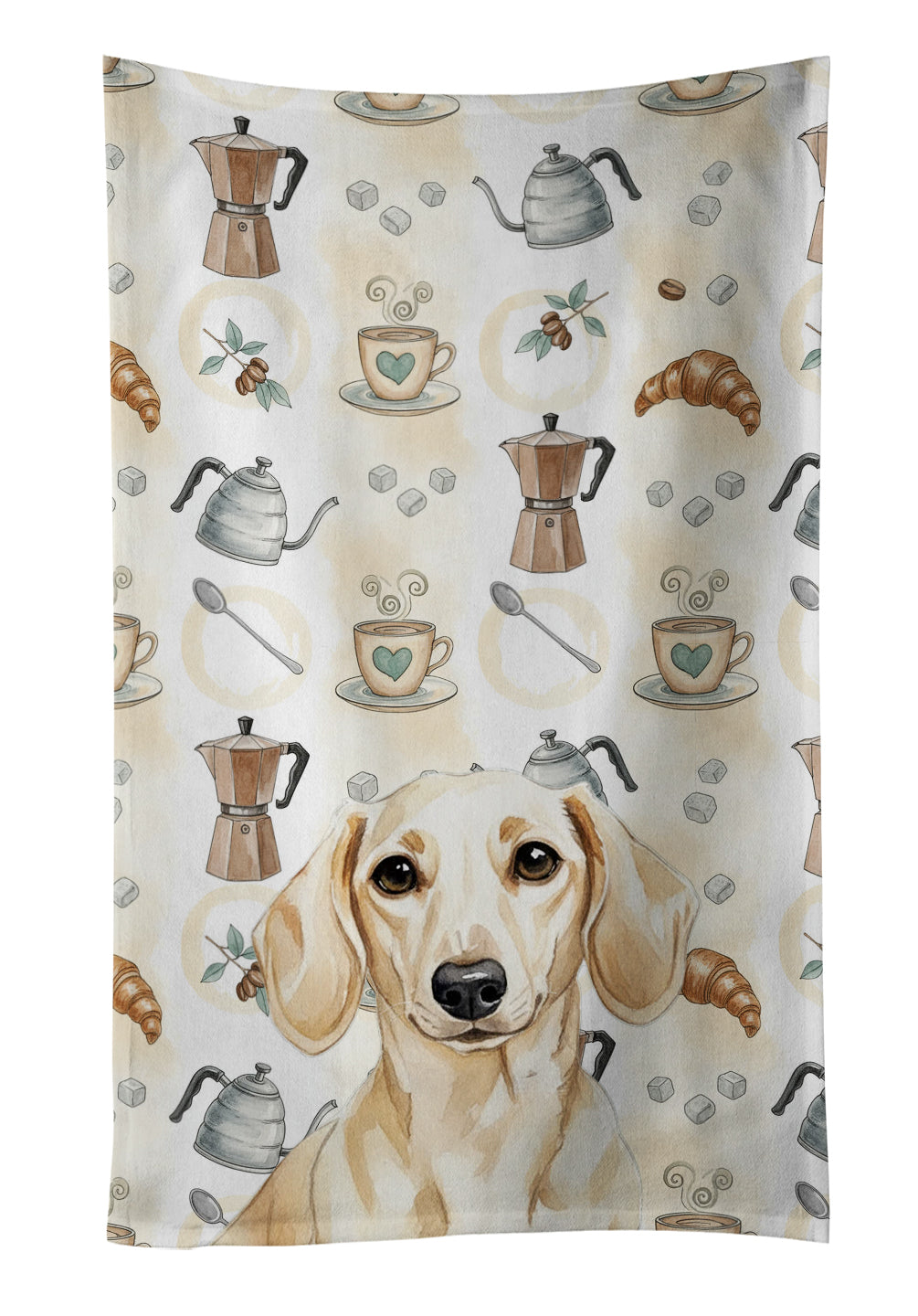 Caroline's Treasures Cream Dachshund Coffee Bar Kitchen Towel