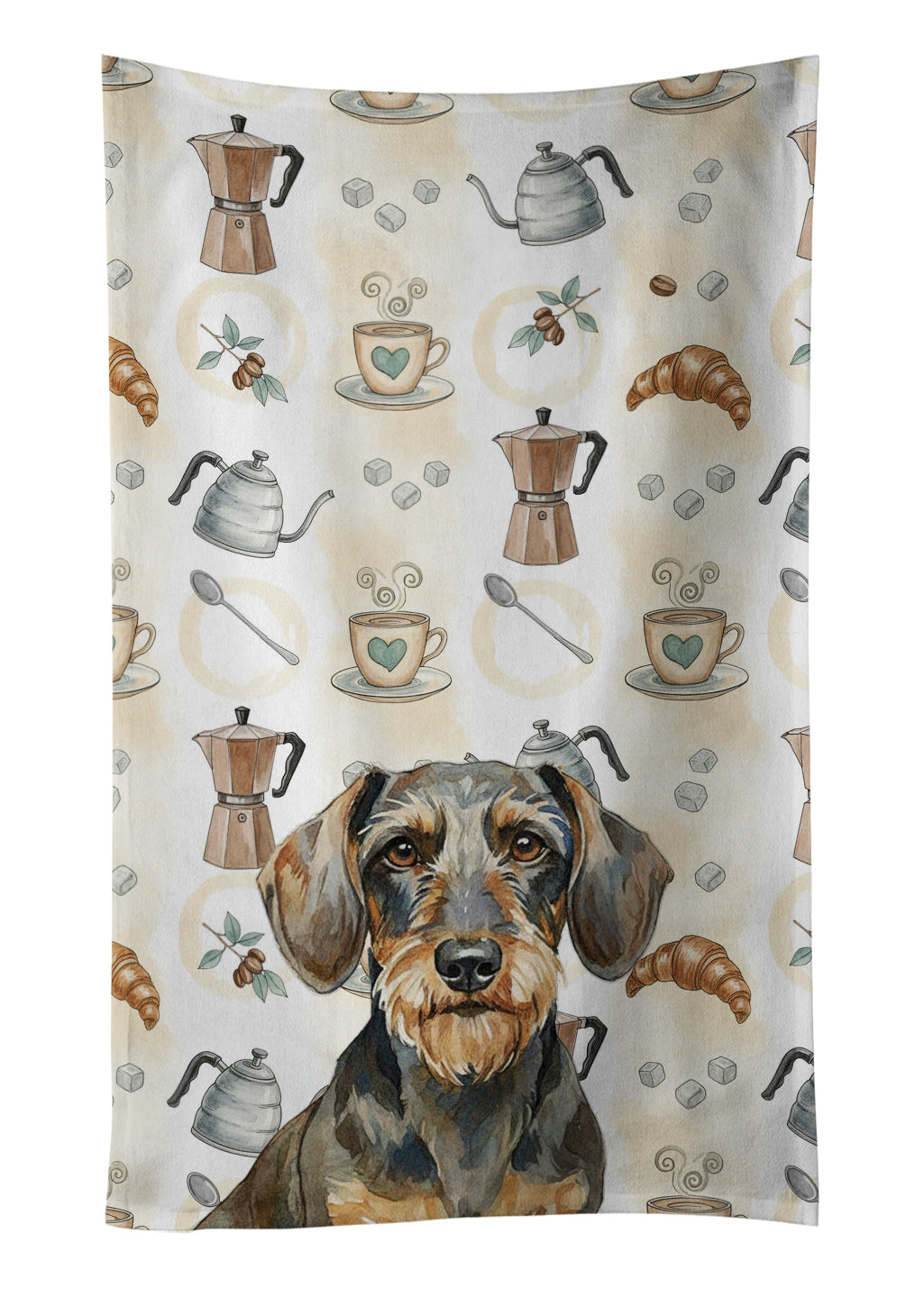 Caroline's Treasures Wirehaired Wild Boar Dachshund Coffee Bar Kitchen Towel