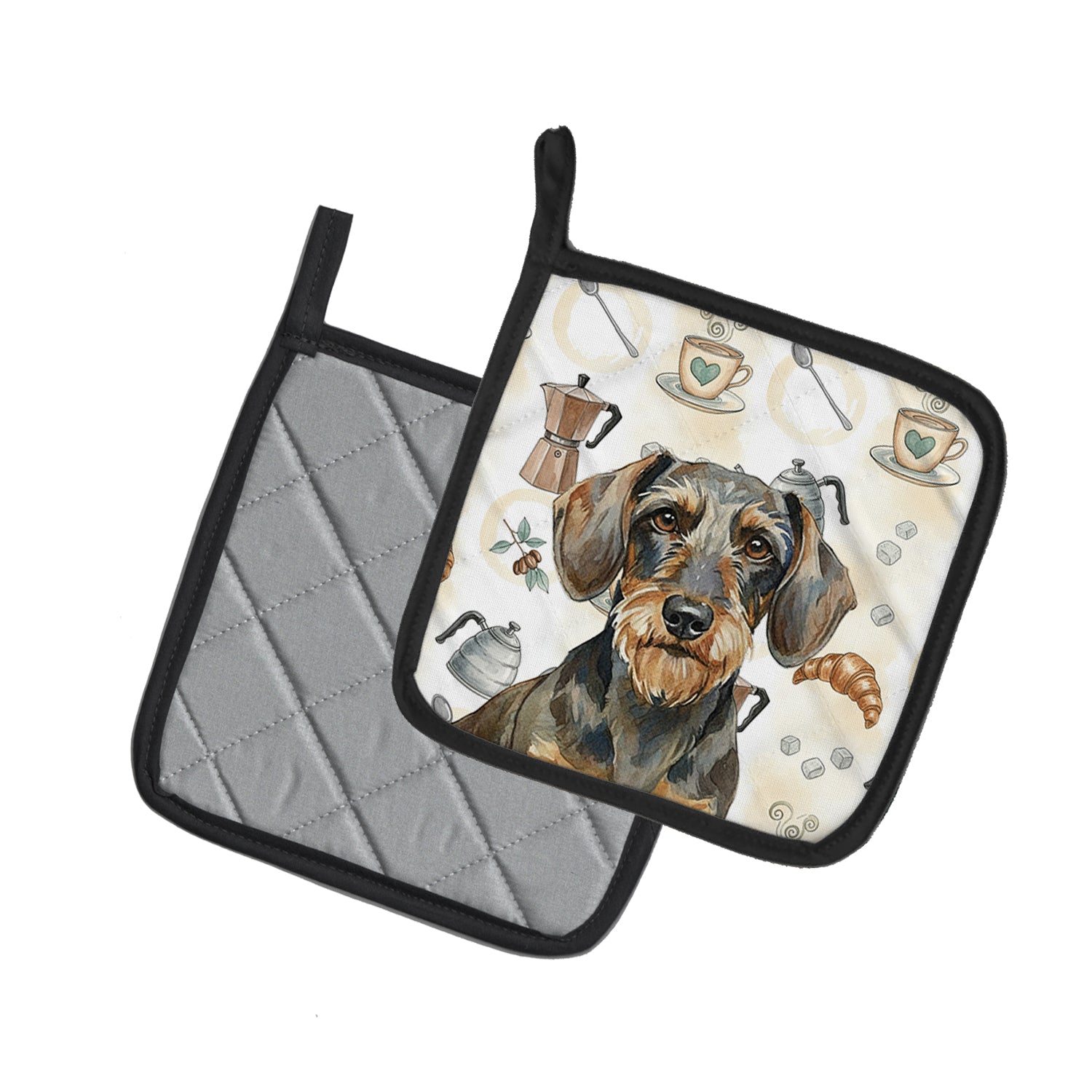 Caroline's Treasures Wirehaired Wild Boar Dachshund Coffee Bar Pair of Pot Holders