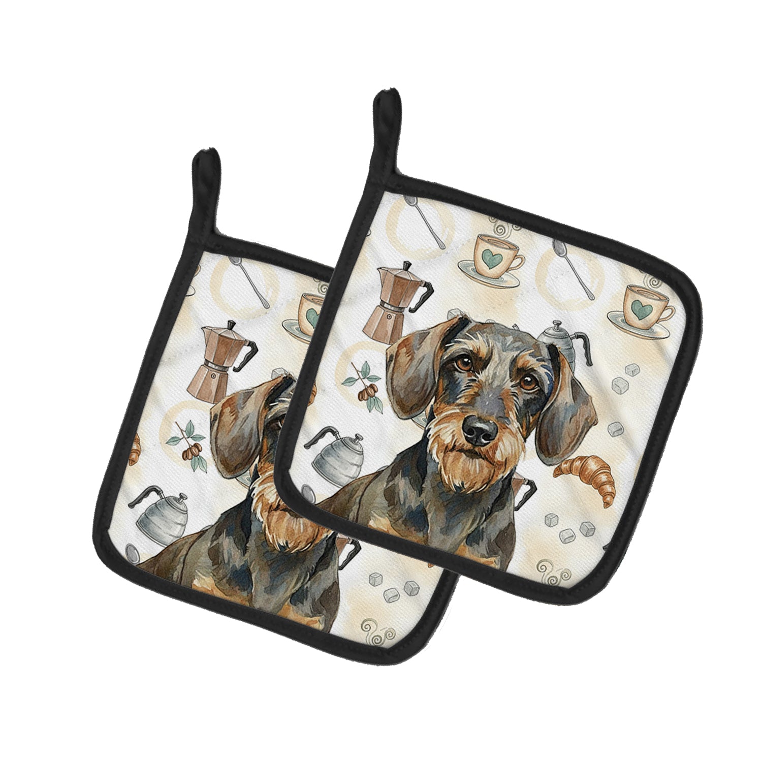 Caroline's Treasures Wirehaired Wild Boar Dachshund Coffee Bar Pair of Pot Holders