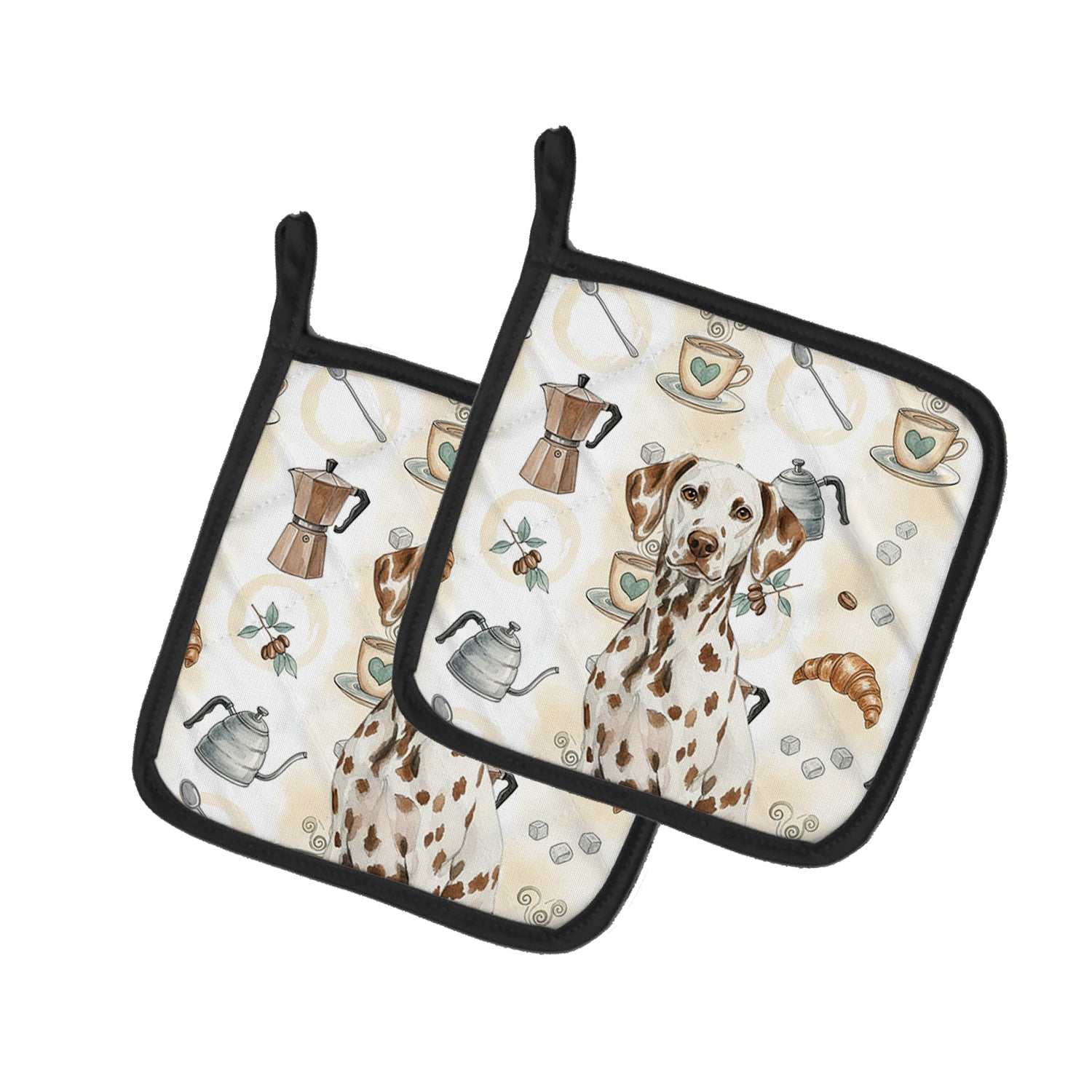 Caroline's Treasures Liver Dalmatian Coffee Bar Pair of Pot Holders
